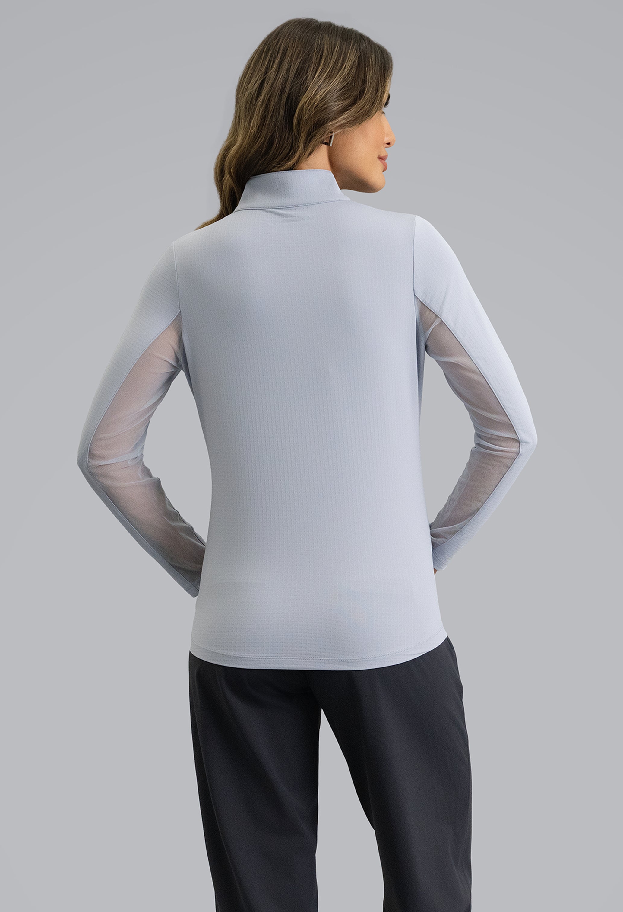 Solid Long Sleeve Mock Neck Top