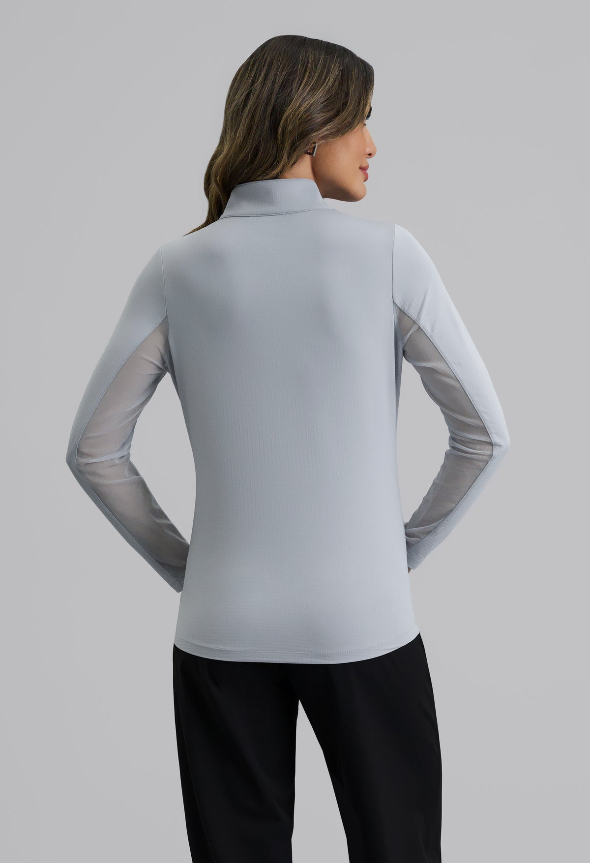 Solid Long Sleeve Mock Neck Top