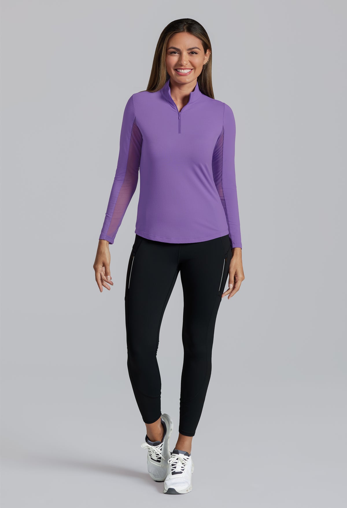 Solid Long Sleeve Mock Neck Top