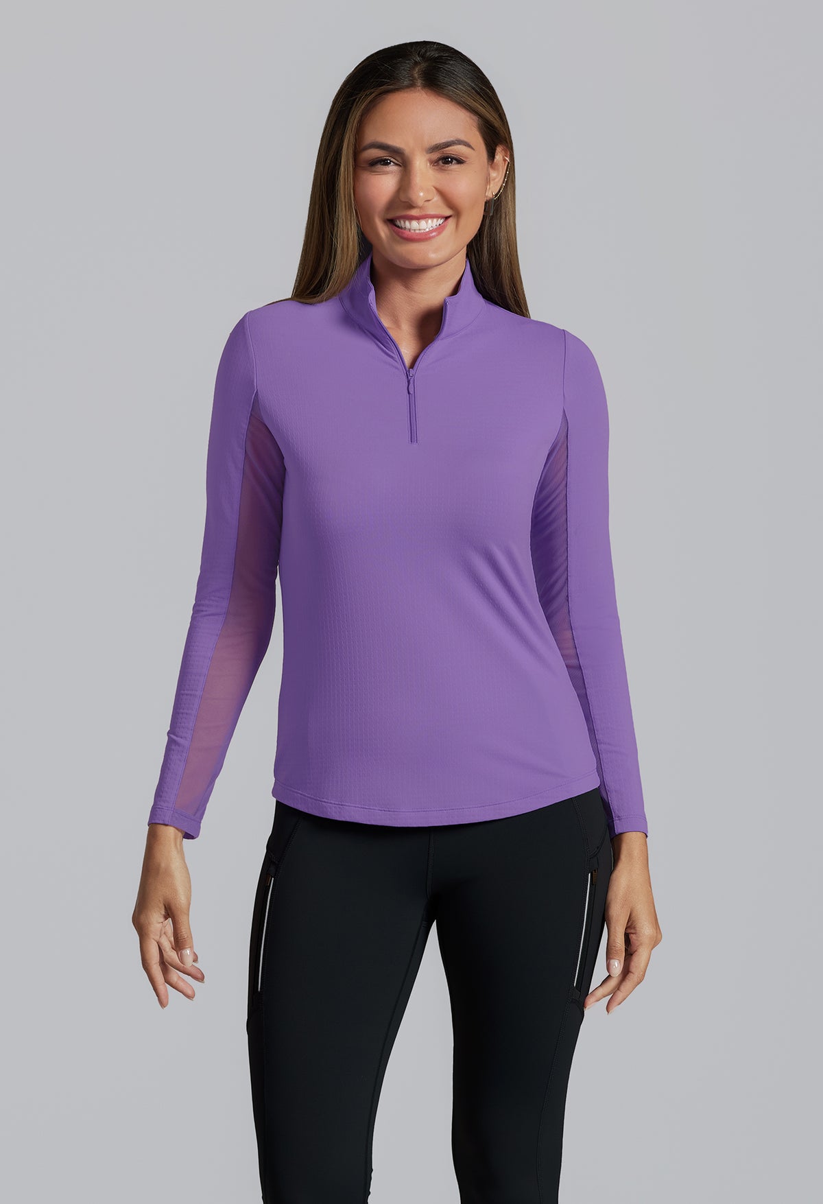 Solid Long Sleeve Mock Neck Top