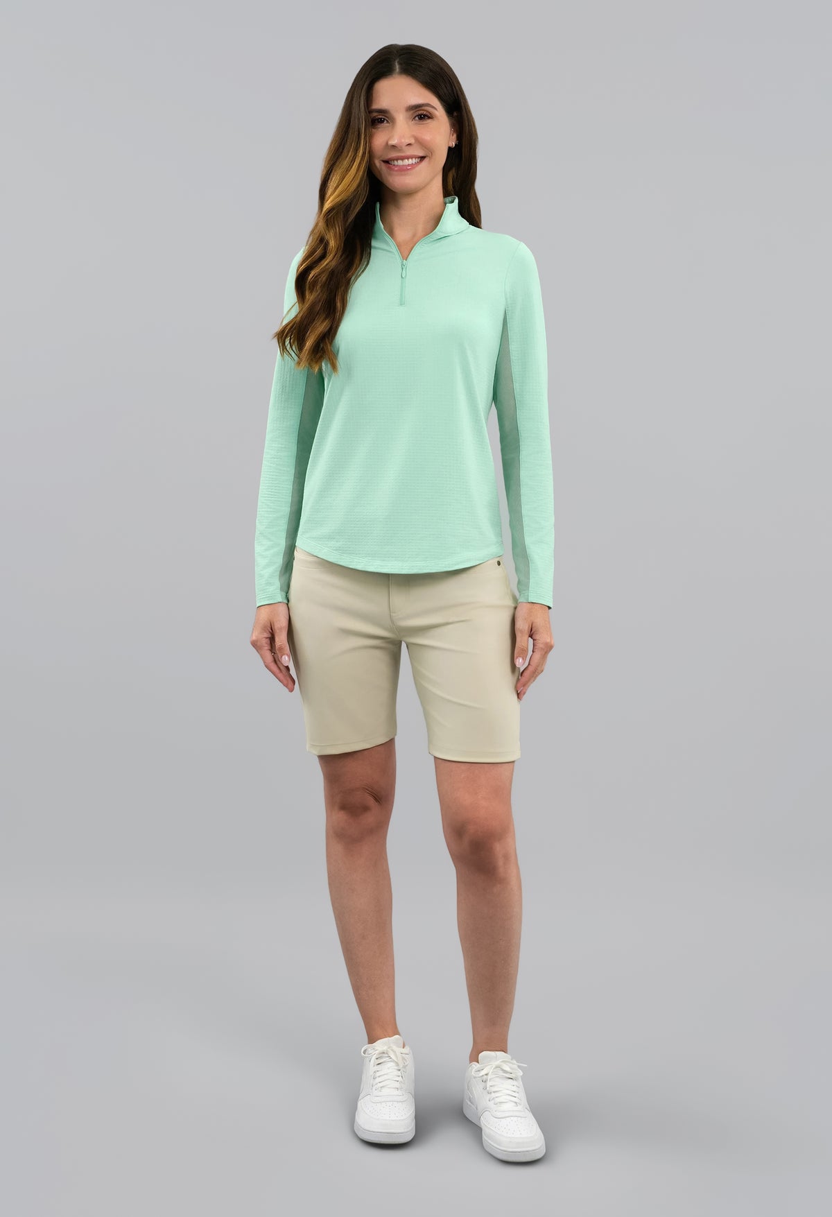 Solid Long Sleeve Mock Neck Top