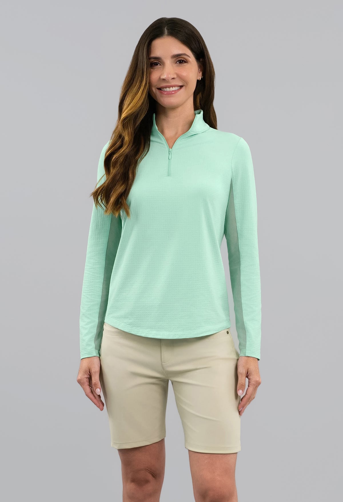 Solid Long Sleeve Mock Neck Top