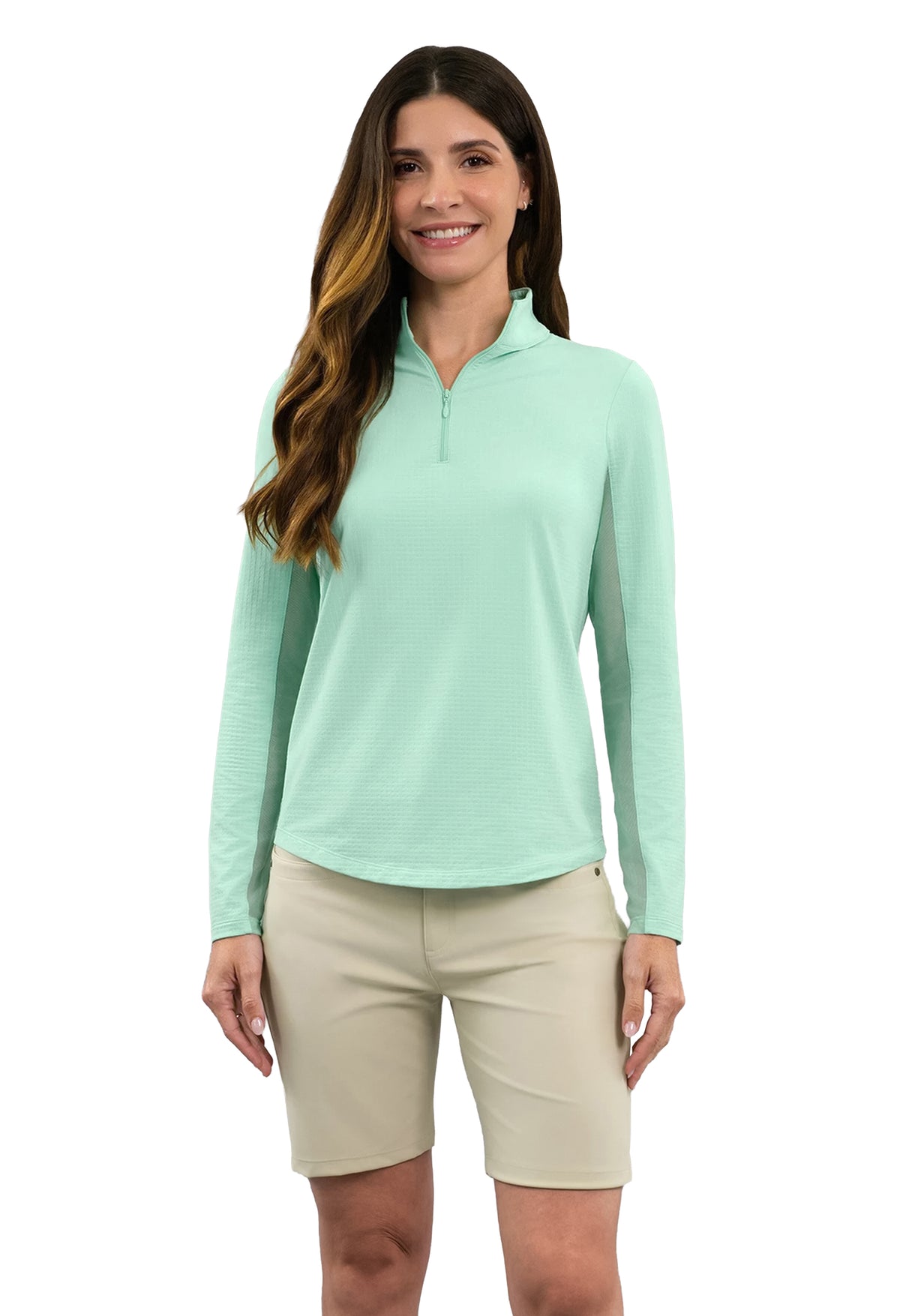 Solid Long Sleeve Mock Neck Top