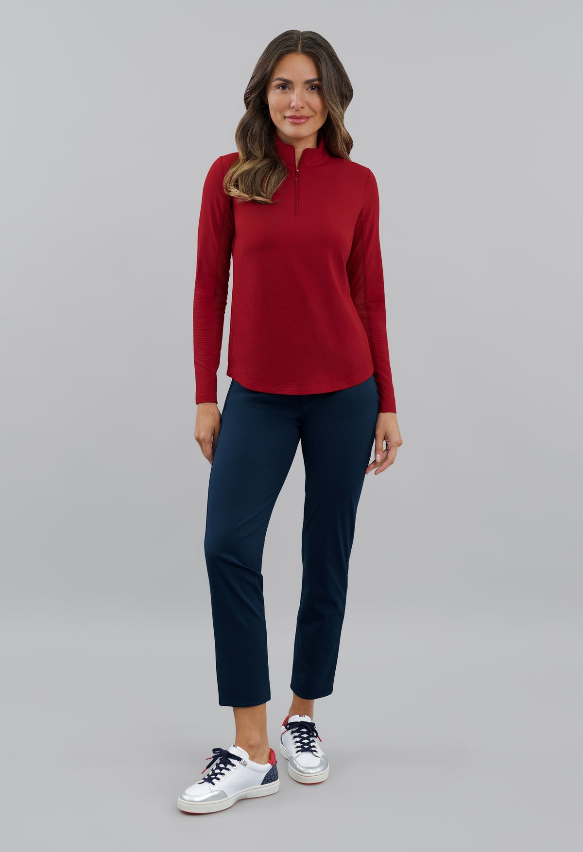 Solid Long Sleeve Mock Neck Top
