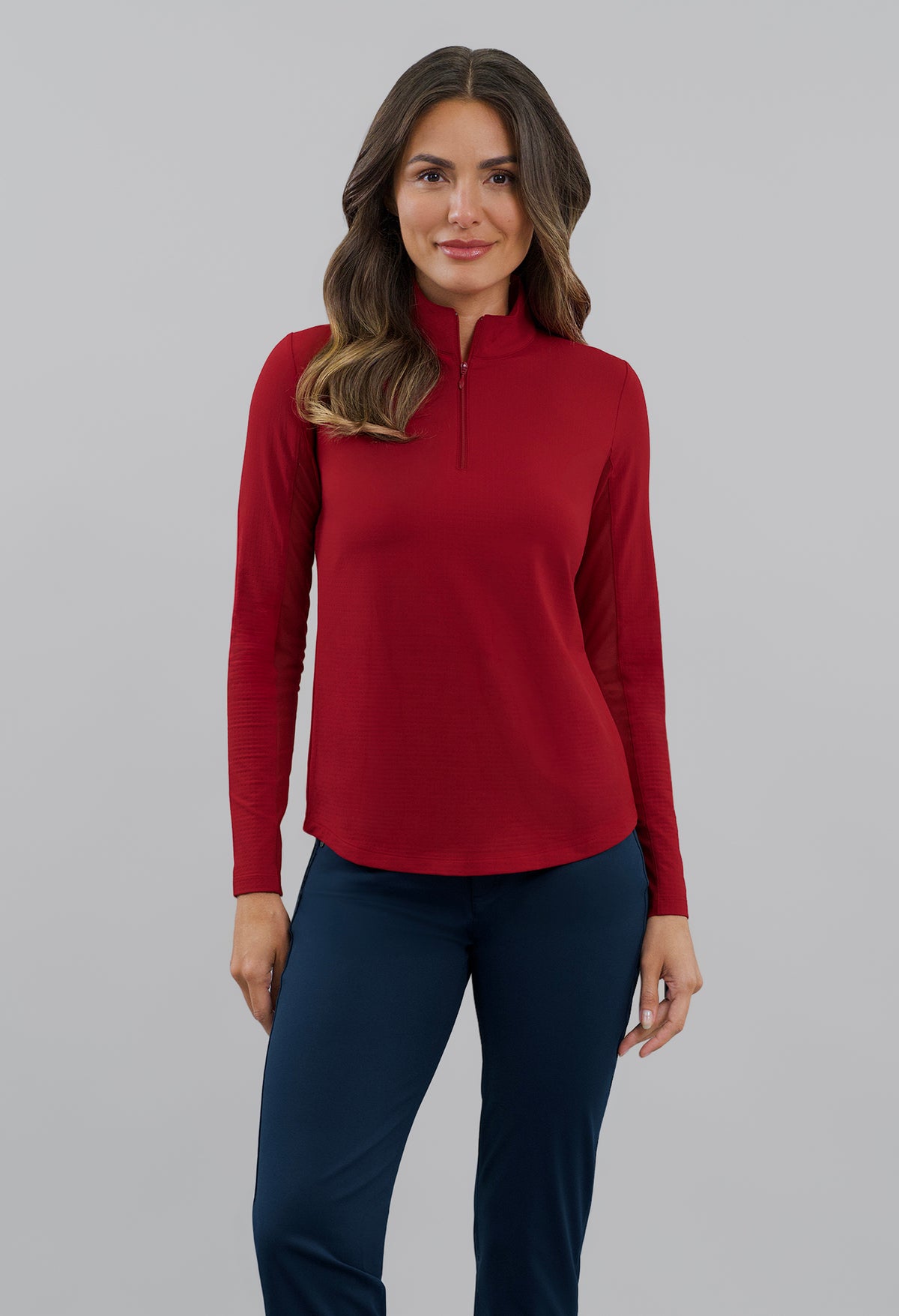 Solid Long Sleeve Mock Neck Top