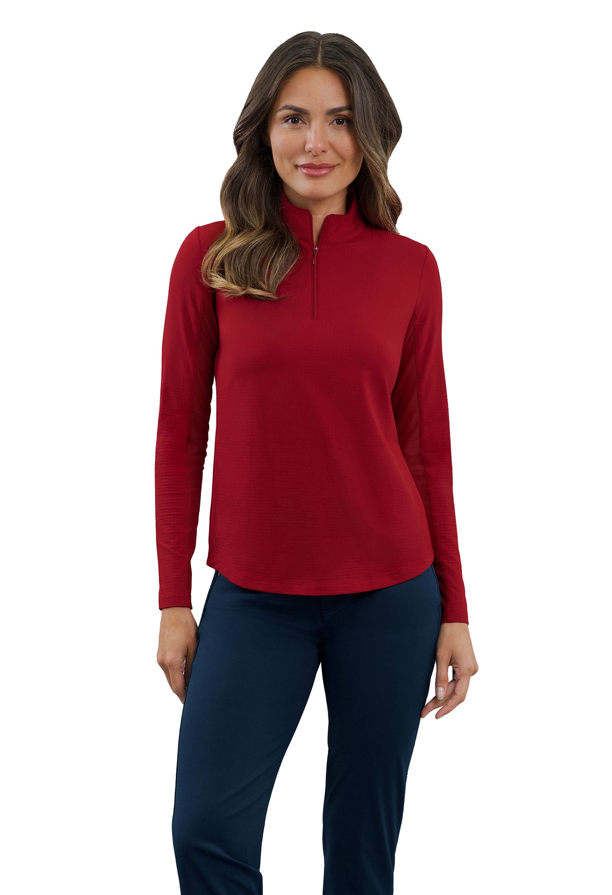 Solid Long Sleeve Mock Neck Top