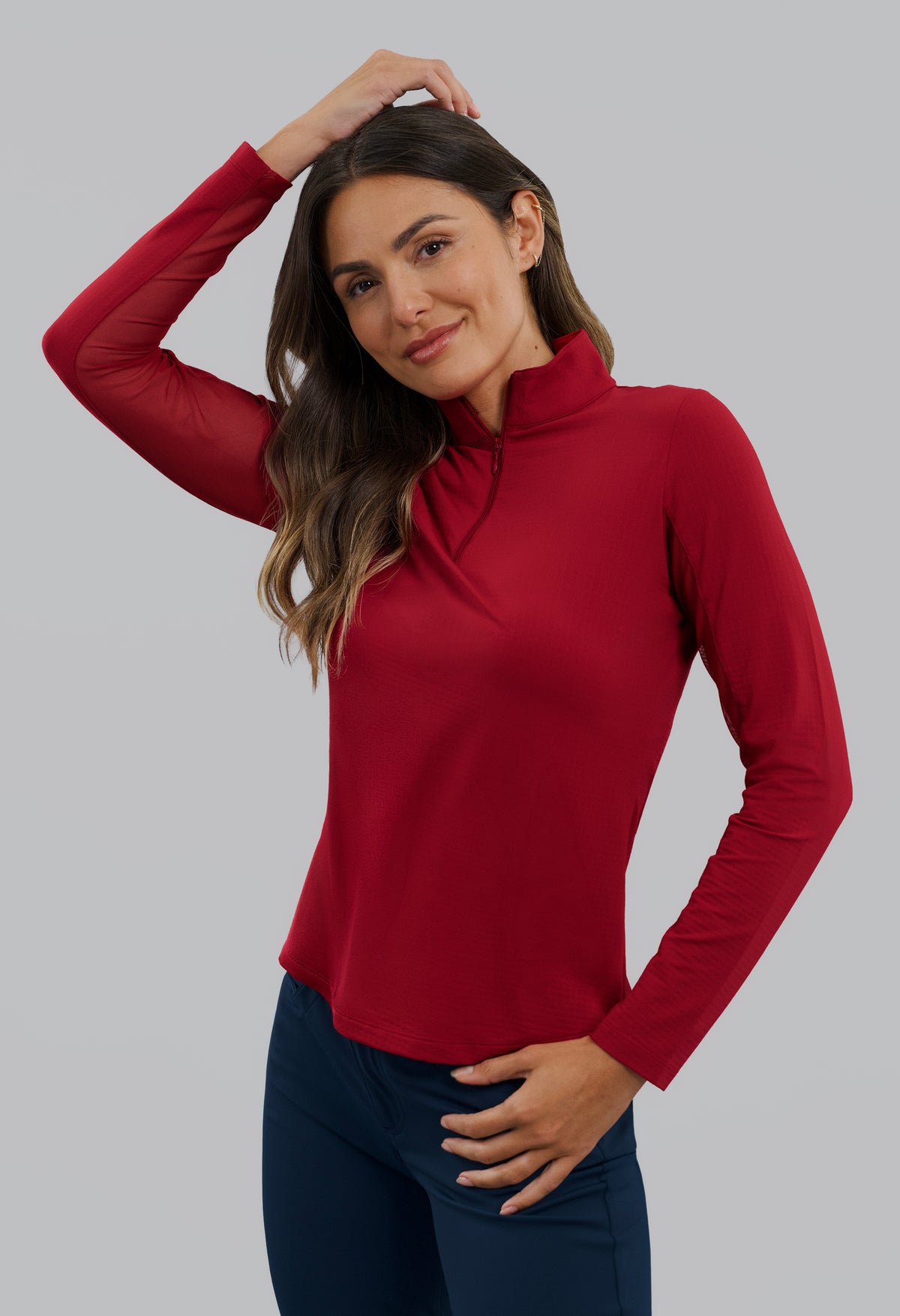 Solid Long Sleeve Mock Neck Top