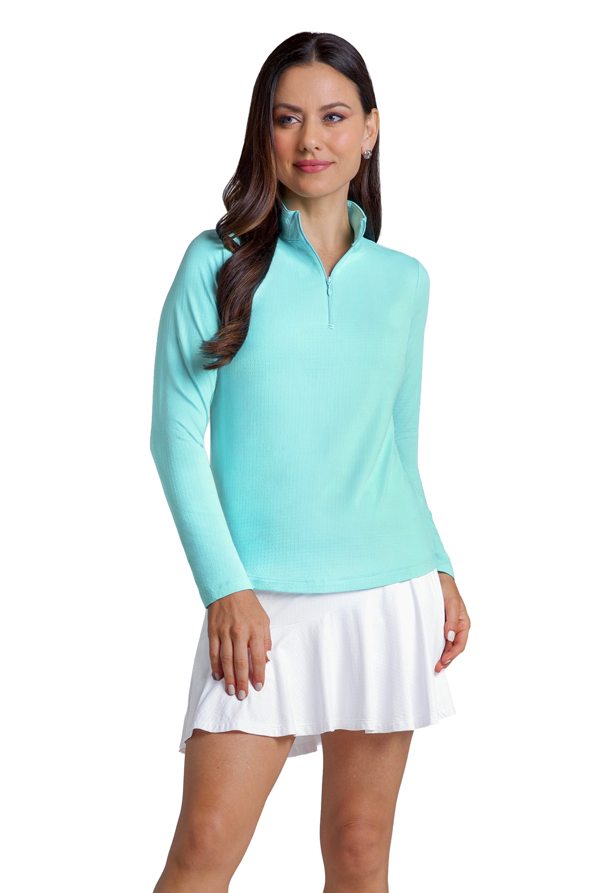 Solid Long Sleeve Mock Neck Top