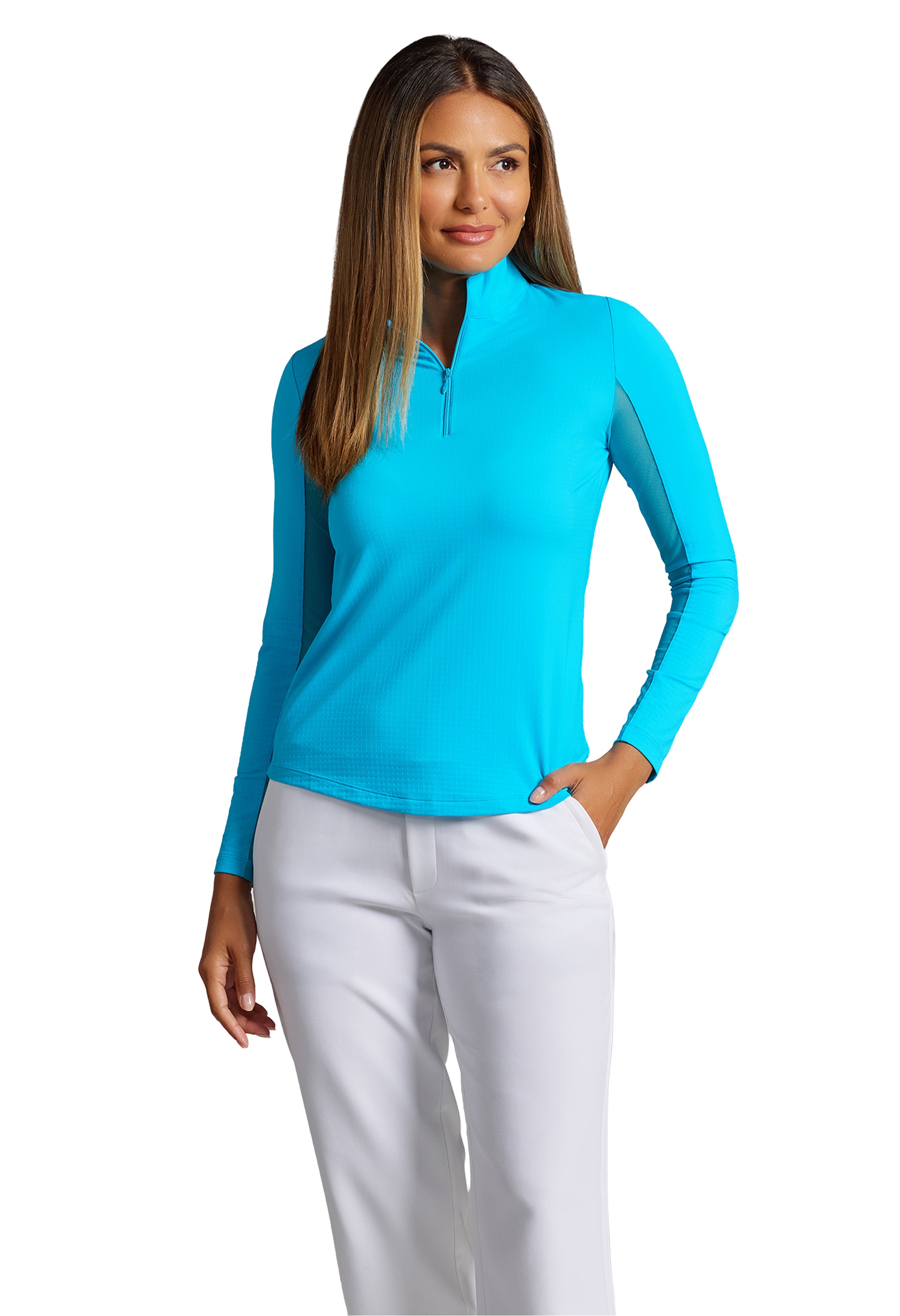Solid Long Sleeve Mock Neck Top