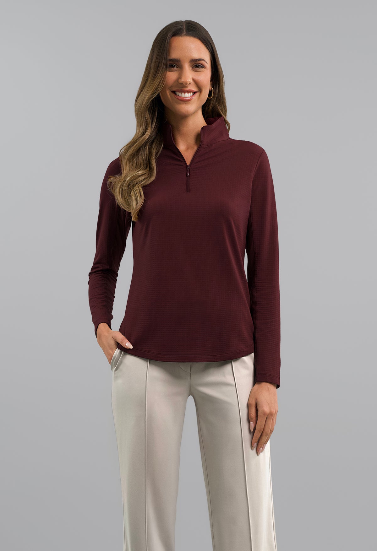 Solid Long Sleeve Mock Neck Top