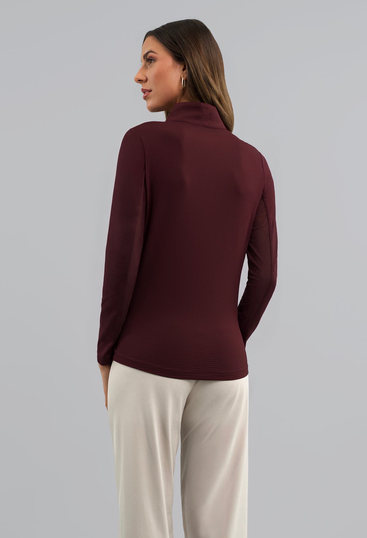 Solid Long Sleeve Mock Neck Top