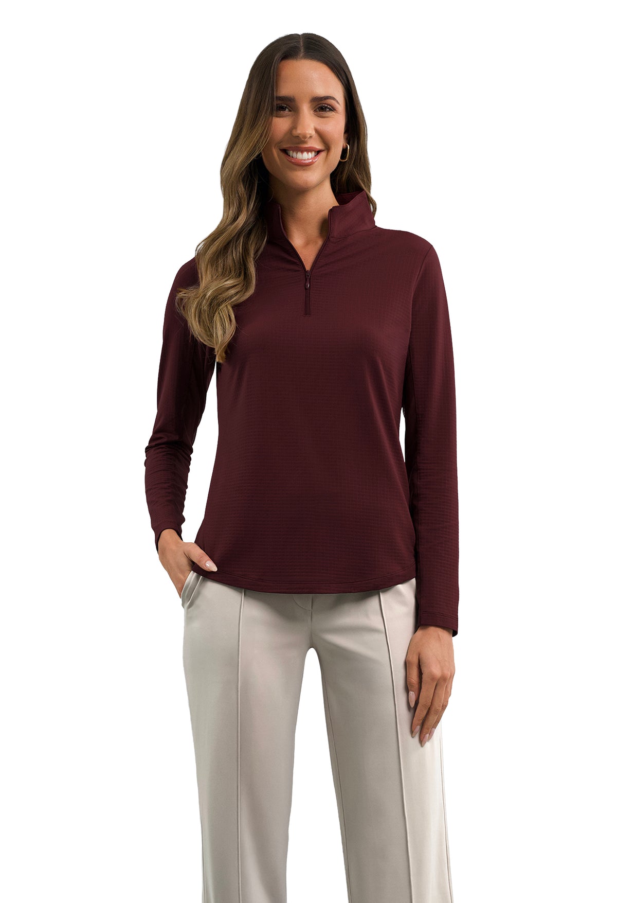 Solid Long Sleeve Mock Neck Top