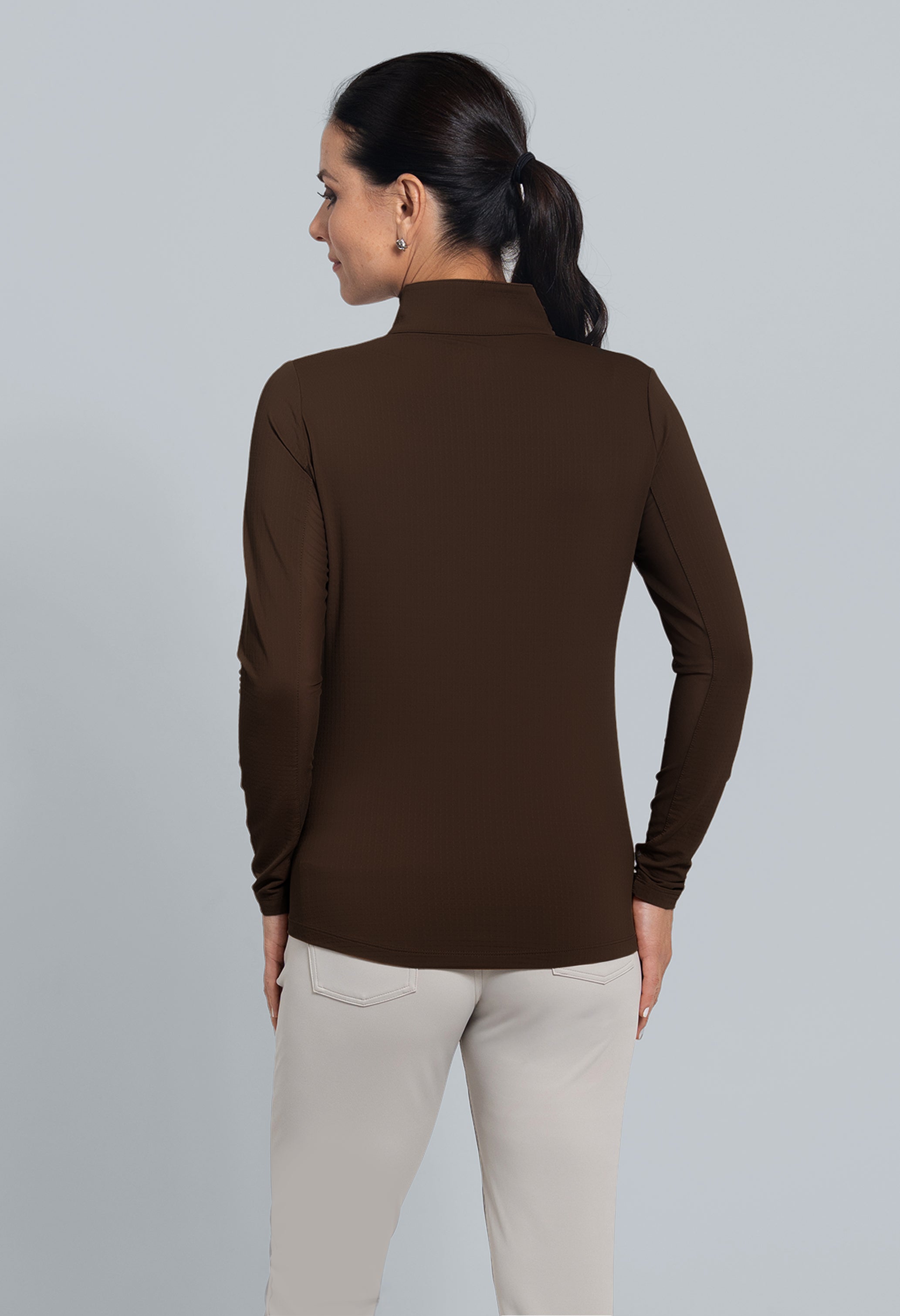 Solid Long Sleeve Mock Neck Top