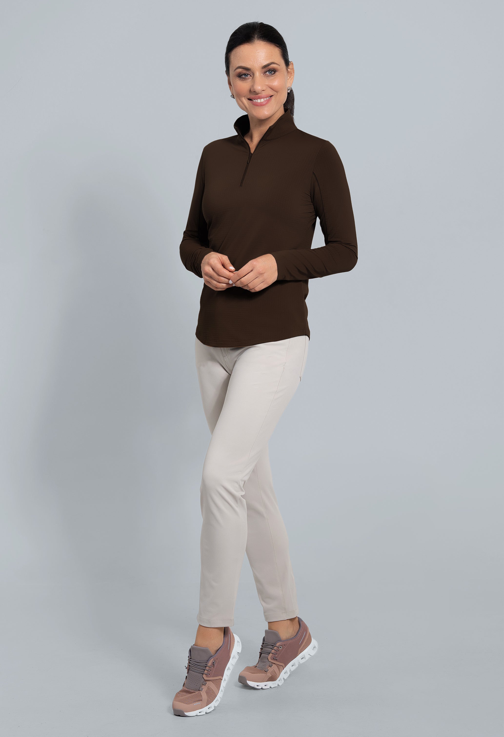Solid Long Sleeve Mock Neck Top