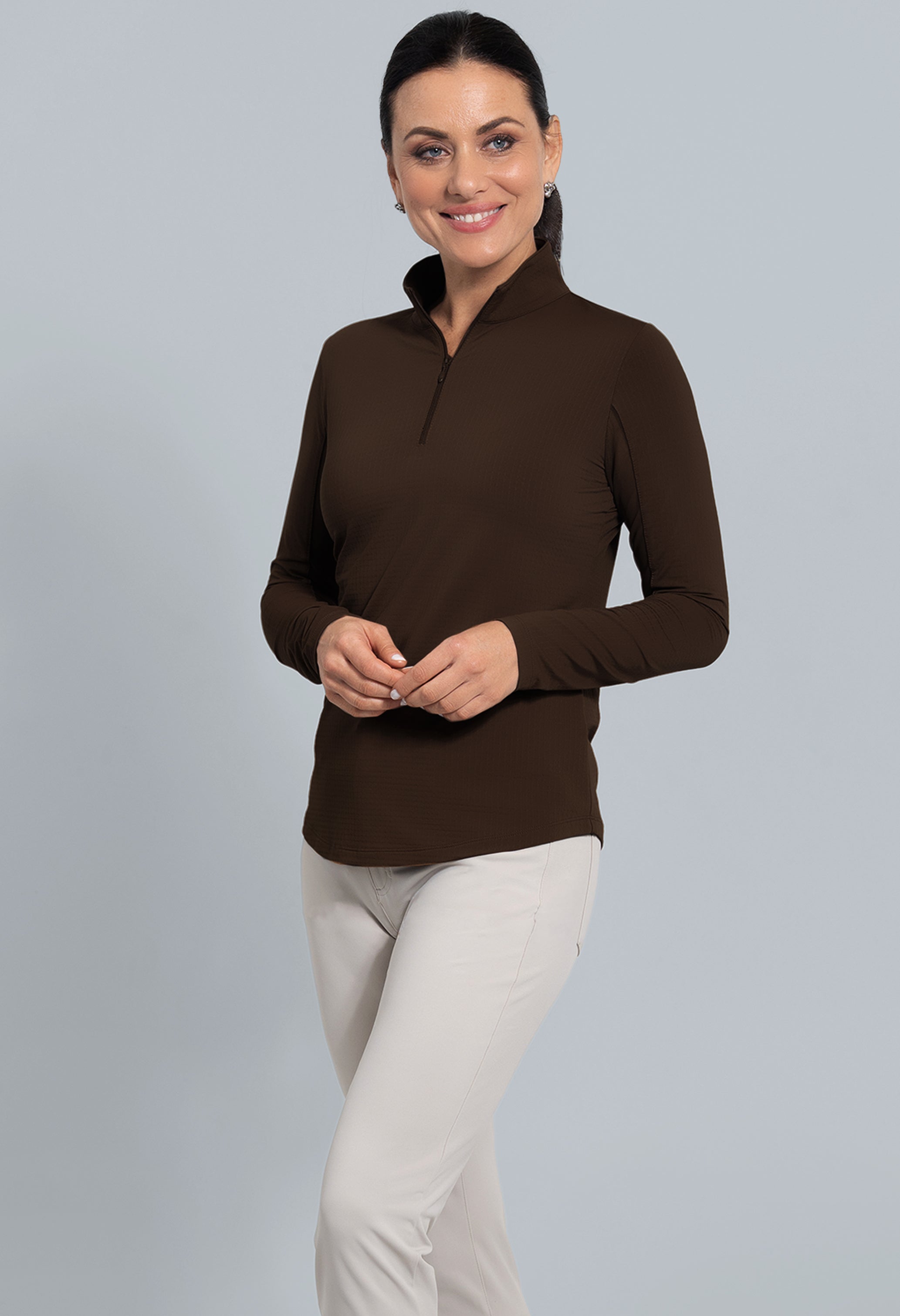 Solid Long Sleeve Mock Neck Top