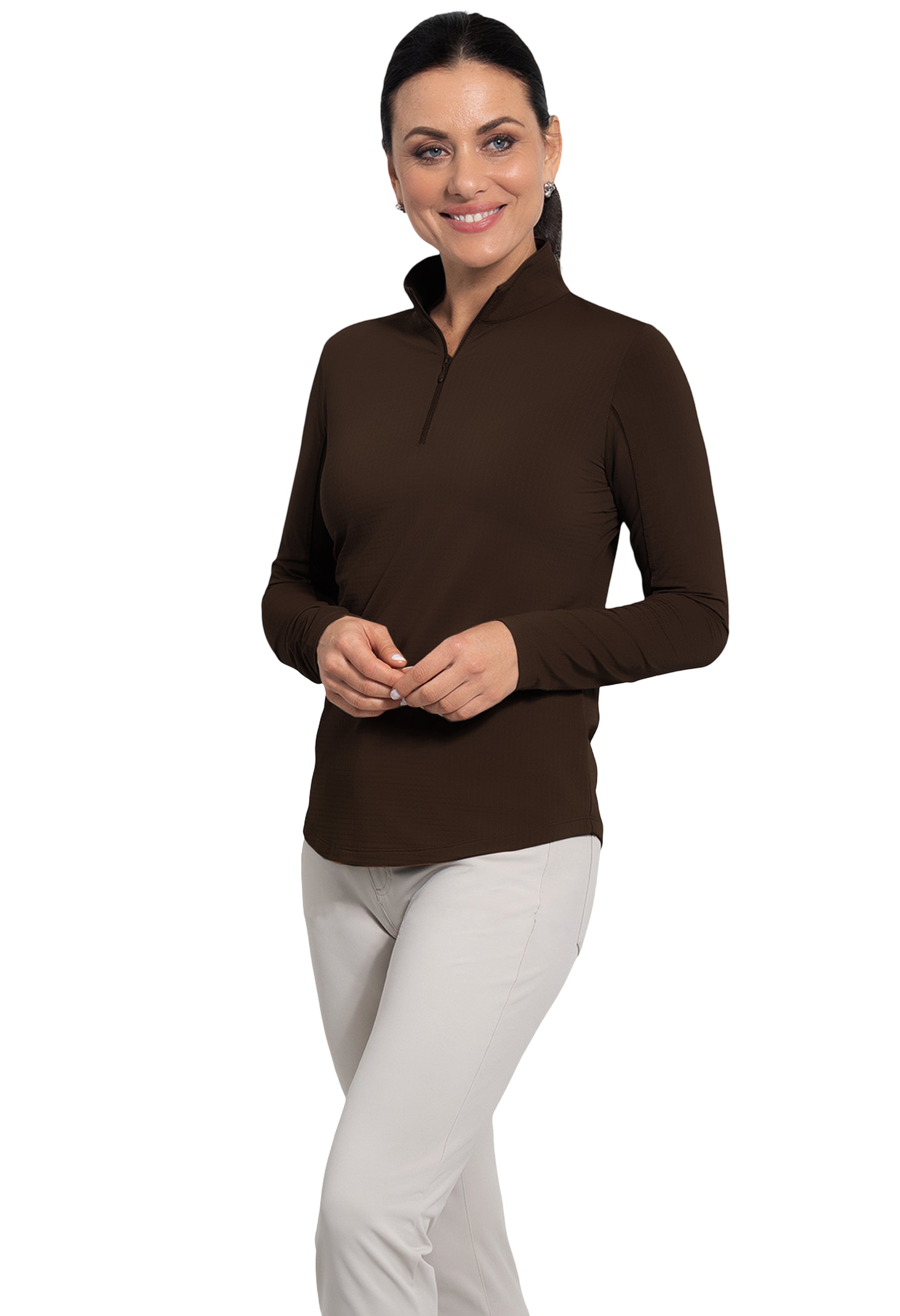 Solid Long Sleeve Mock Neck Top