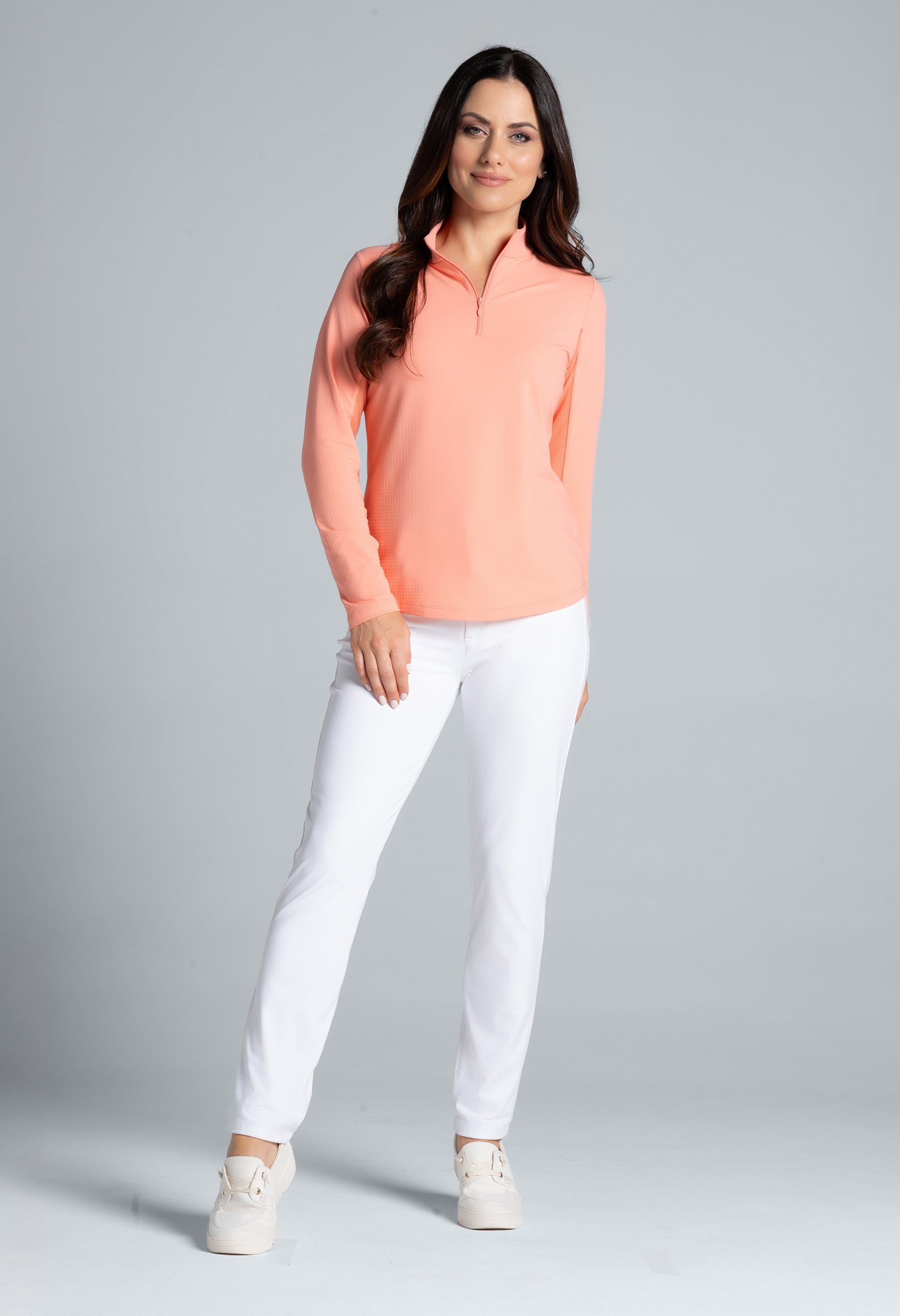 Solid Long Sleeve Mock Neck Top