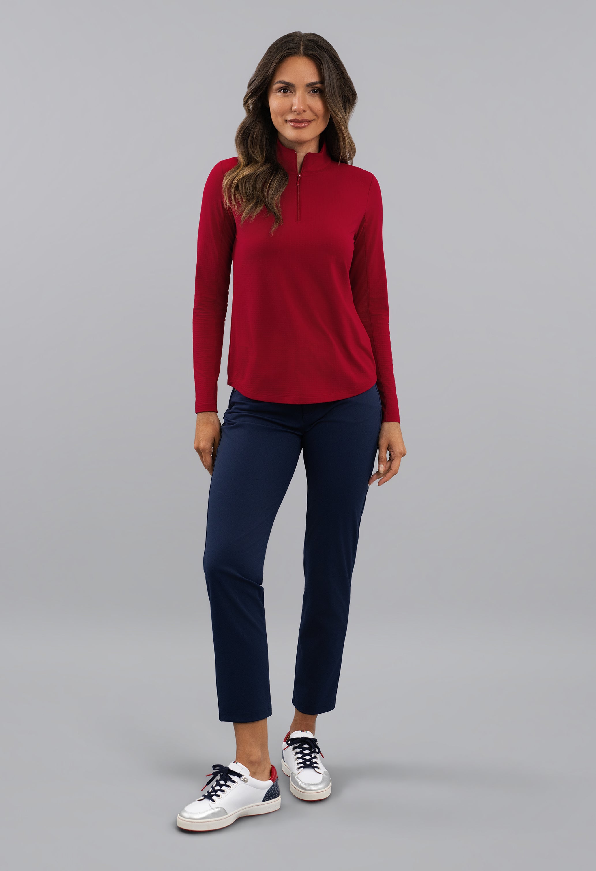 Solid Long Sleeve Mock Neck Top