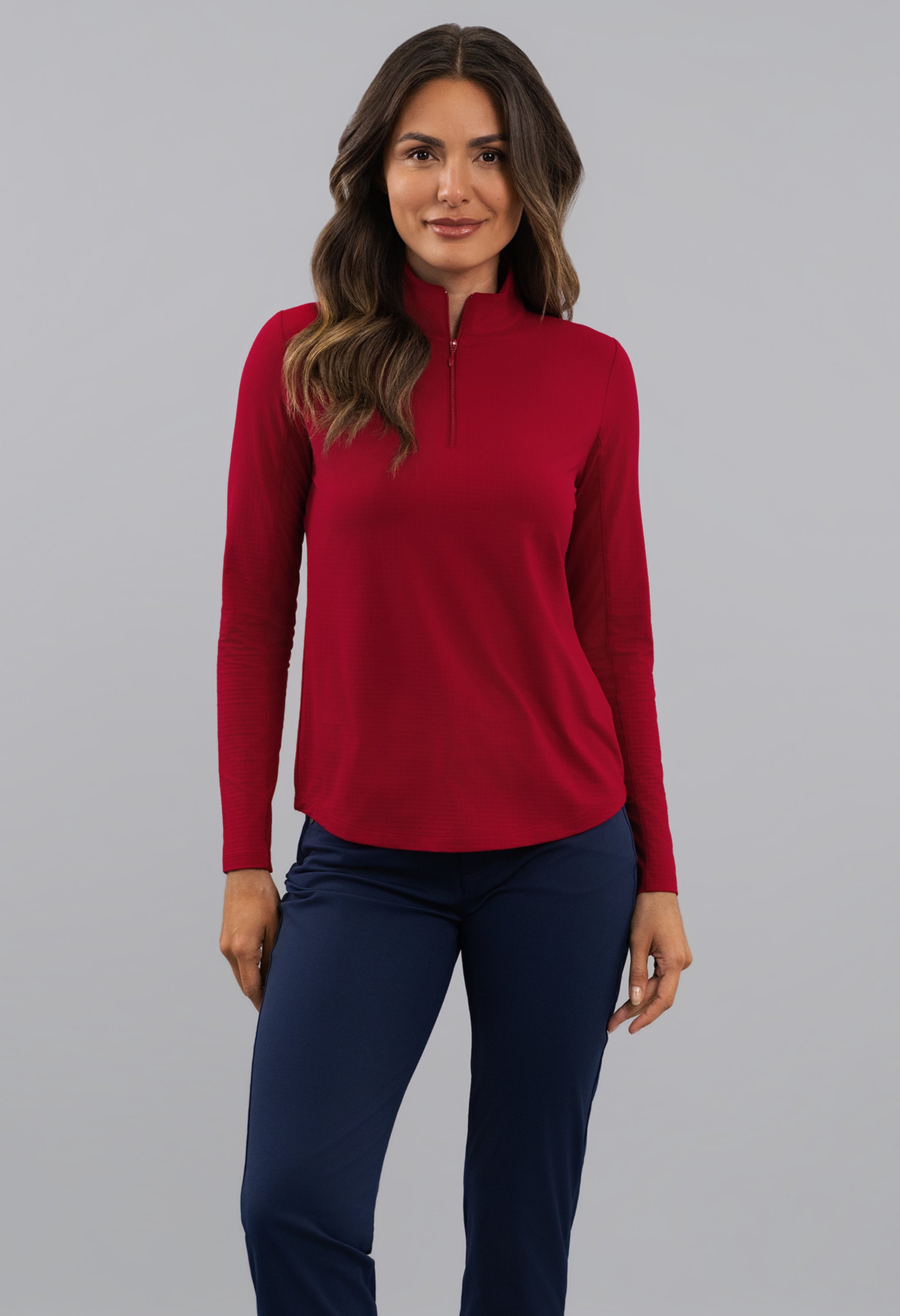 Solid Long Sleeve Mock Neck Top