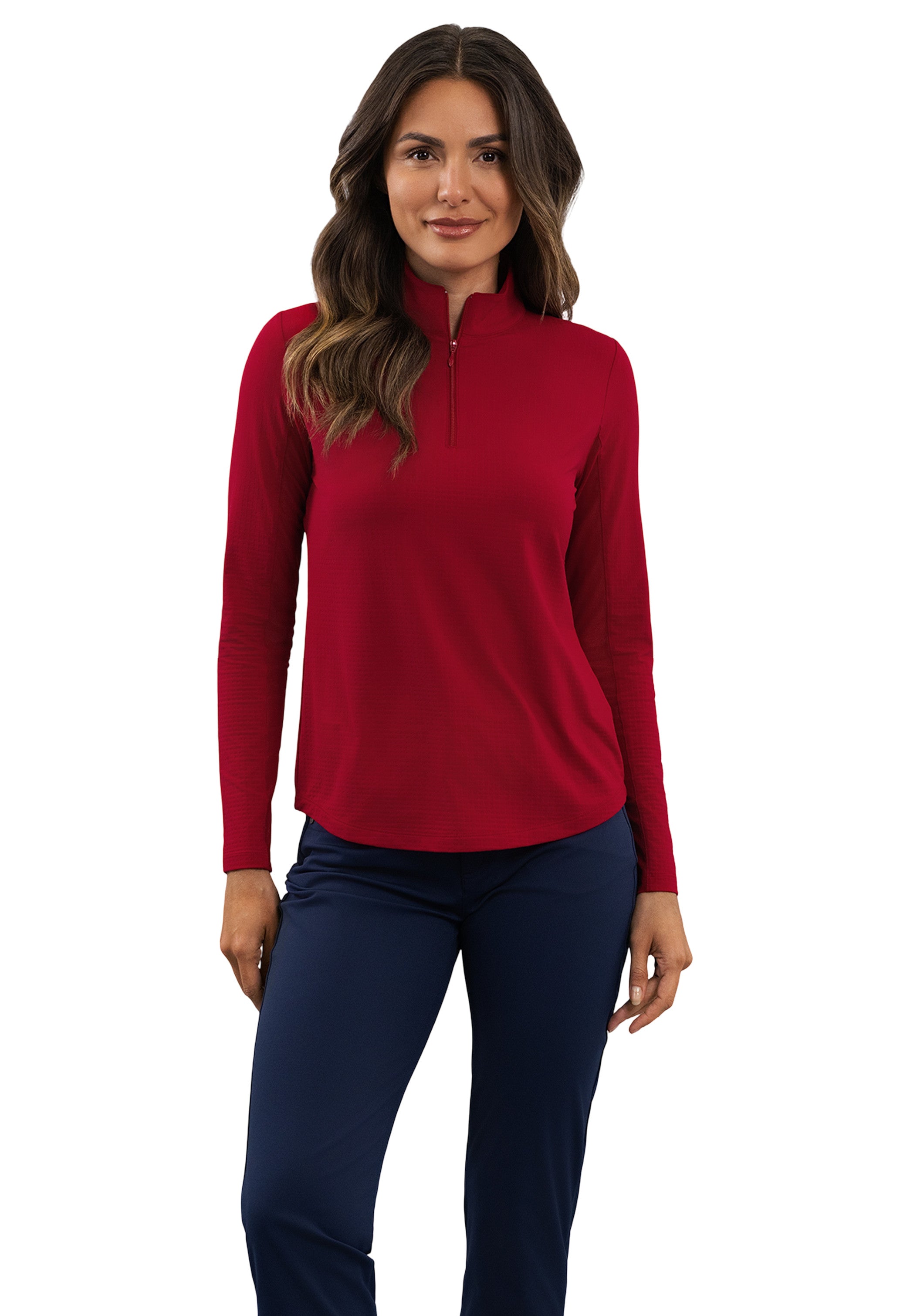 Solid Long Sleeve Mock Neck Top
