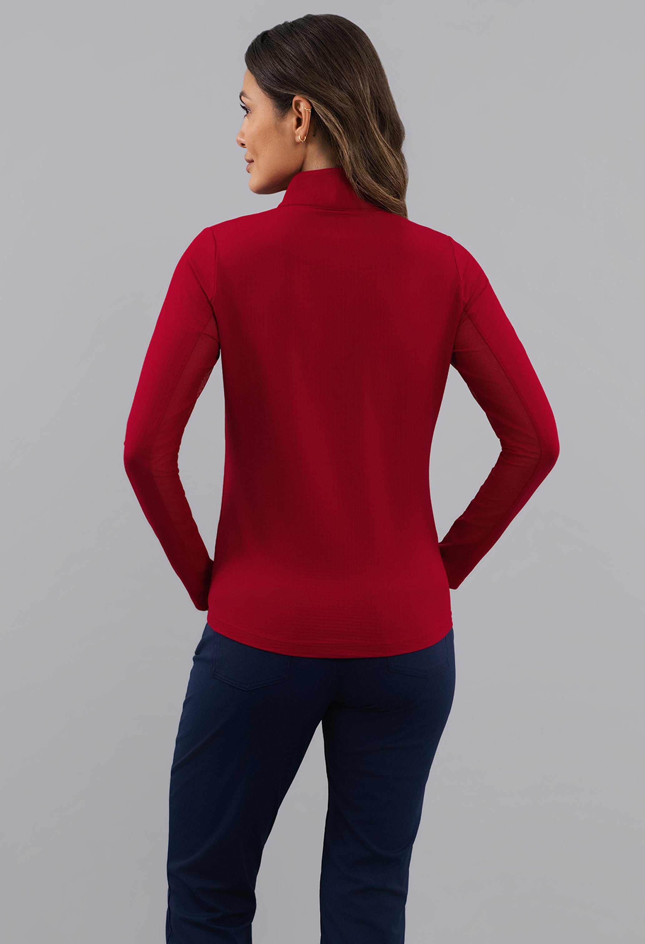 Solid Long Sleeve Mock Neck Top