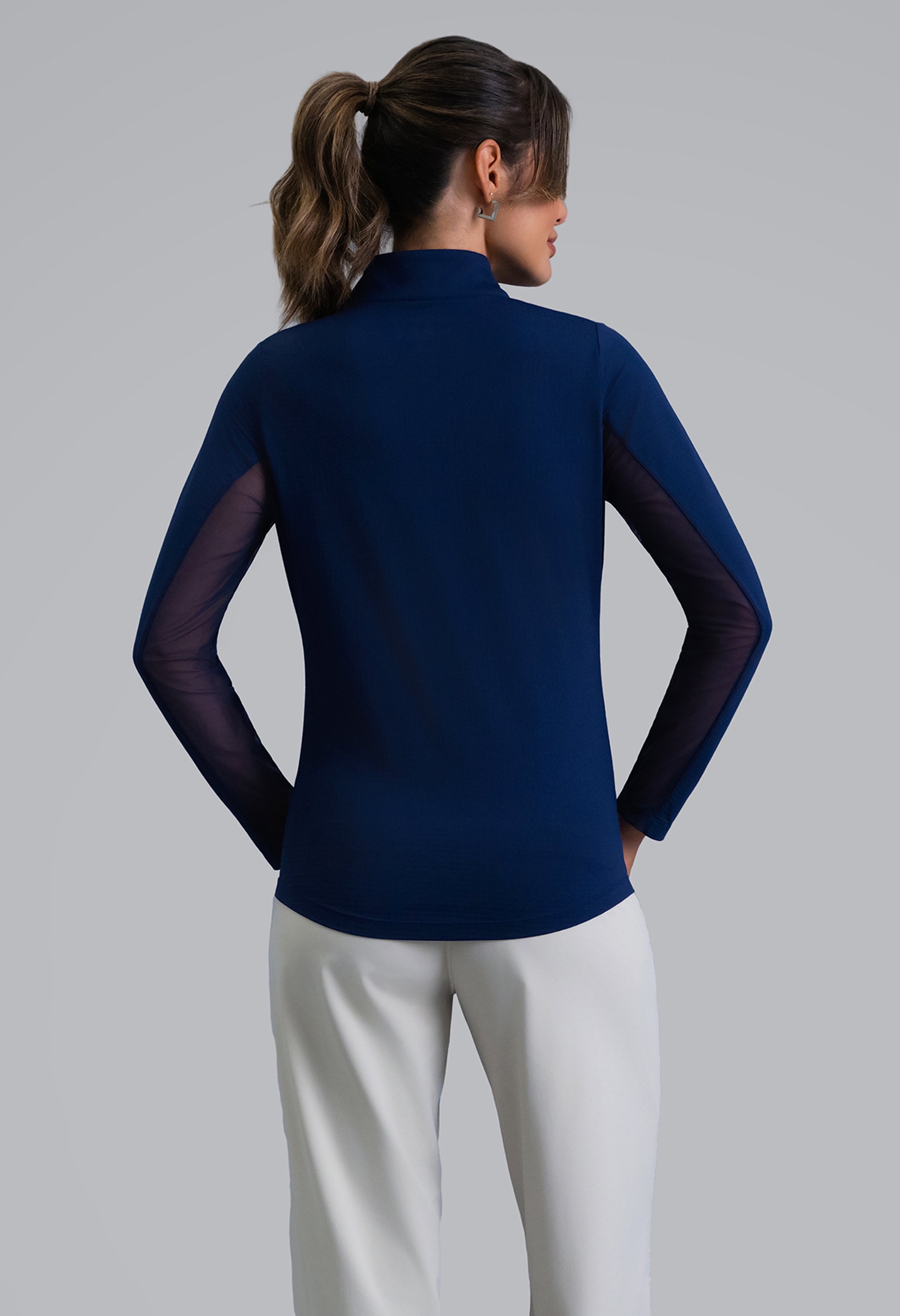 Solid Long Sleeve Mock Neck Top