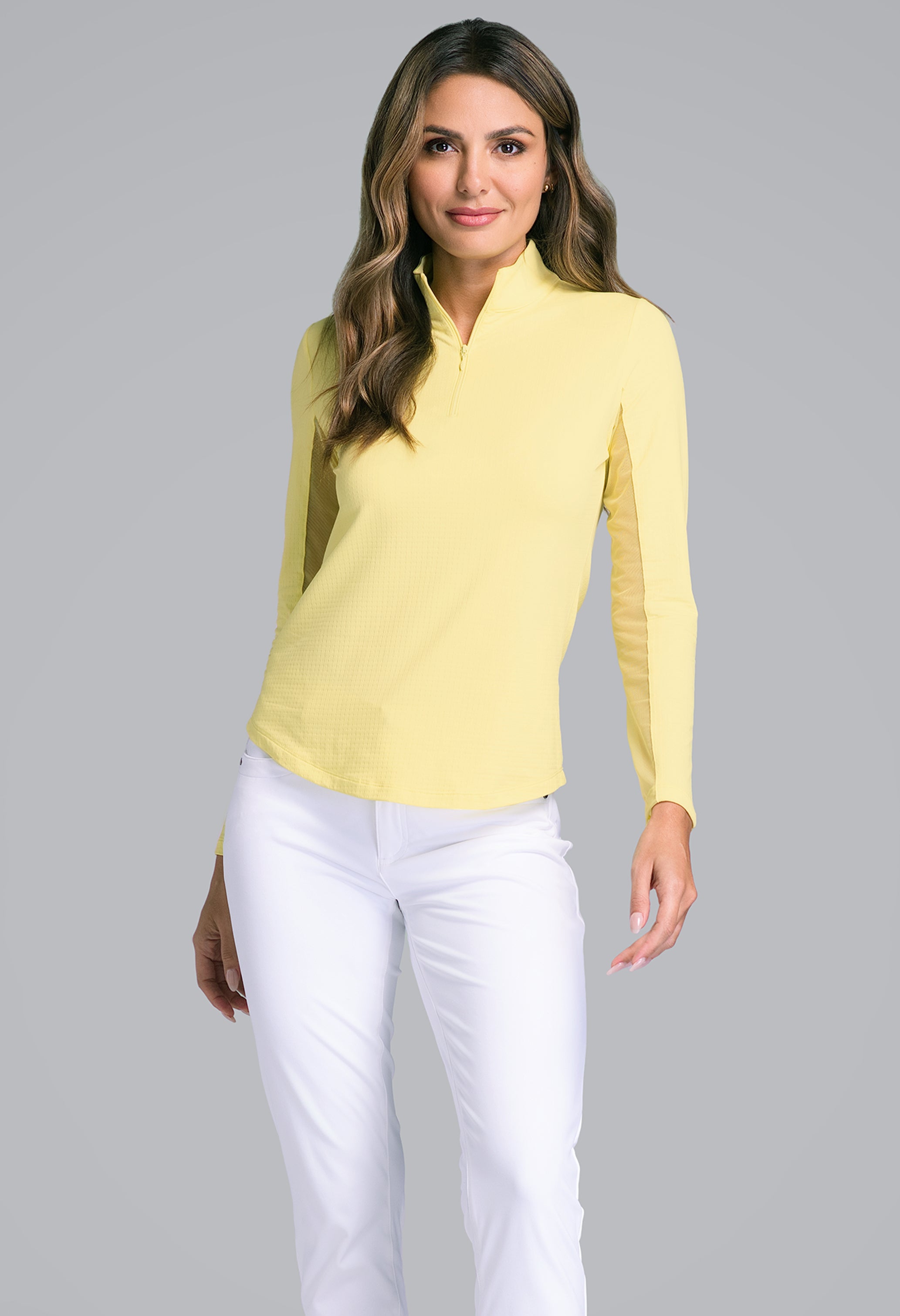 Solid Long Sleeve Mock Neck Top