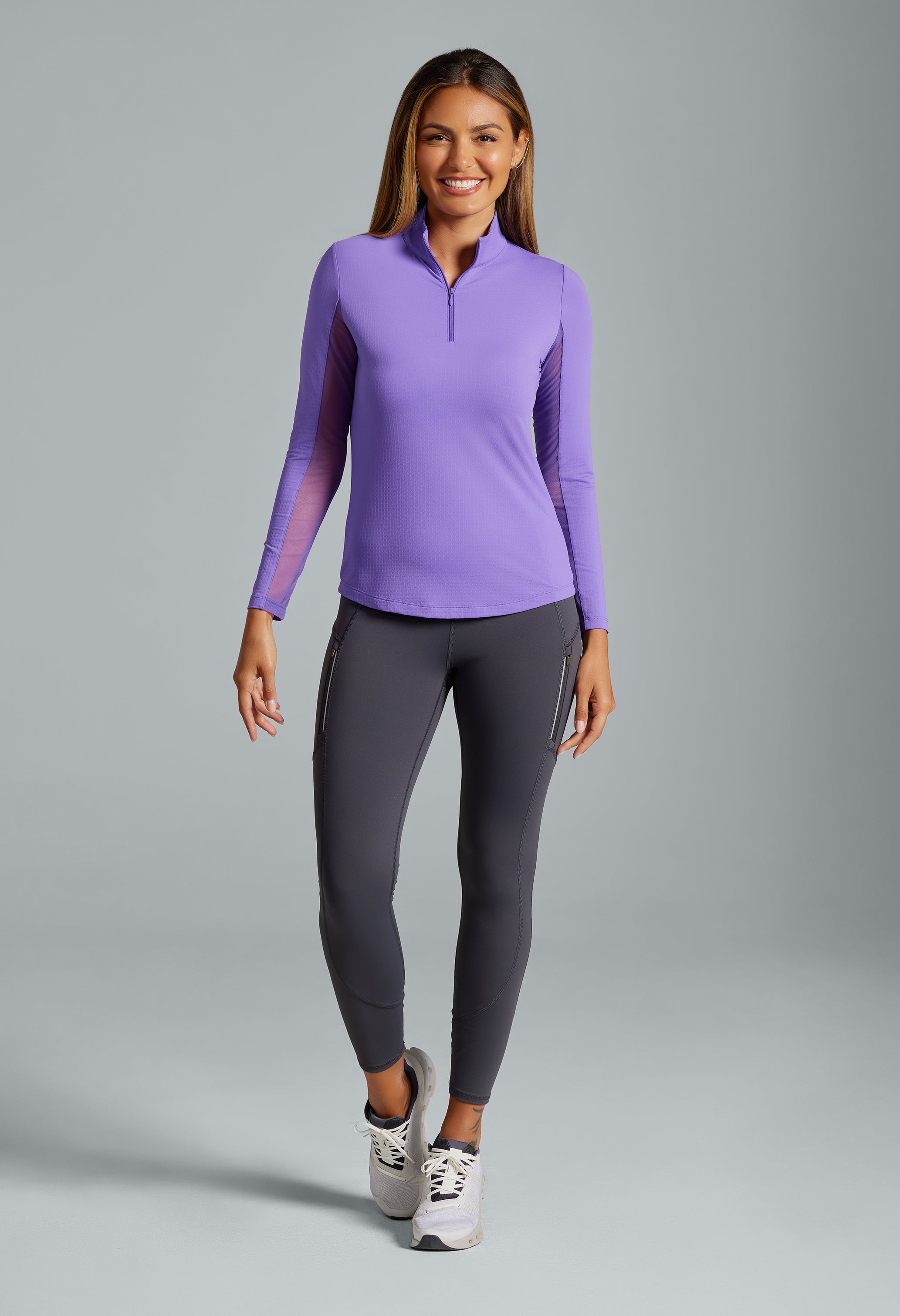 Solid Long Sleeve Mock Neck Top