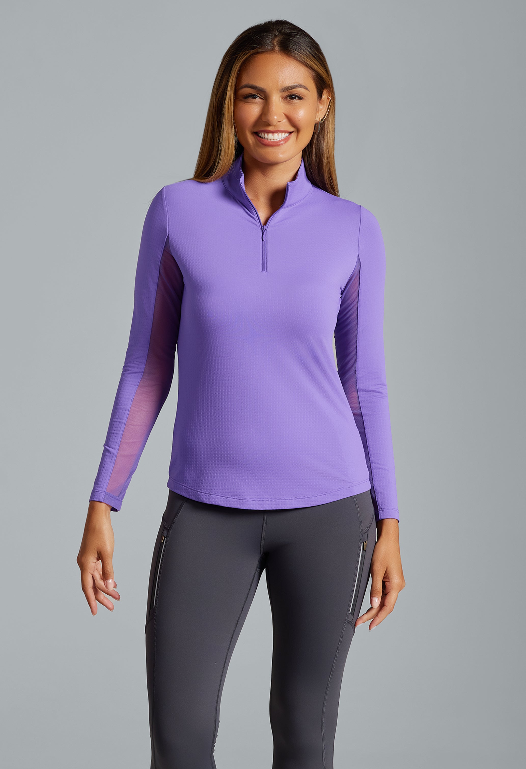 Solid Long Sleeve Mock Neck Top