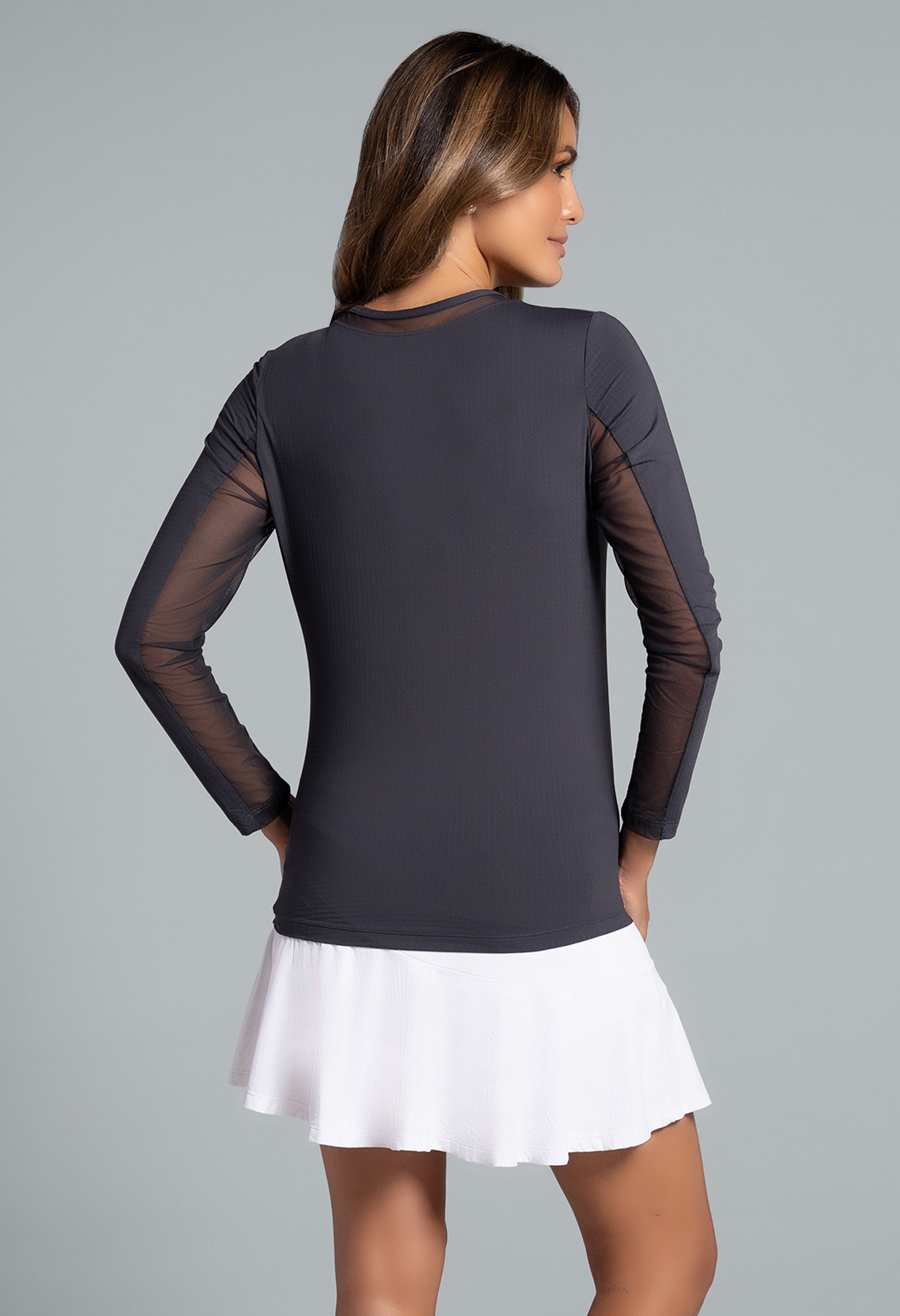 Long Sleeve Crew Neck with Mesh