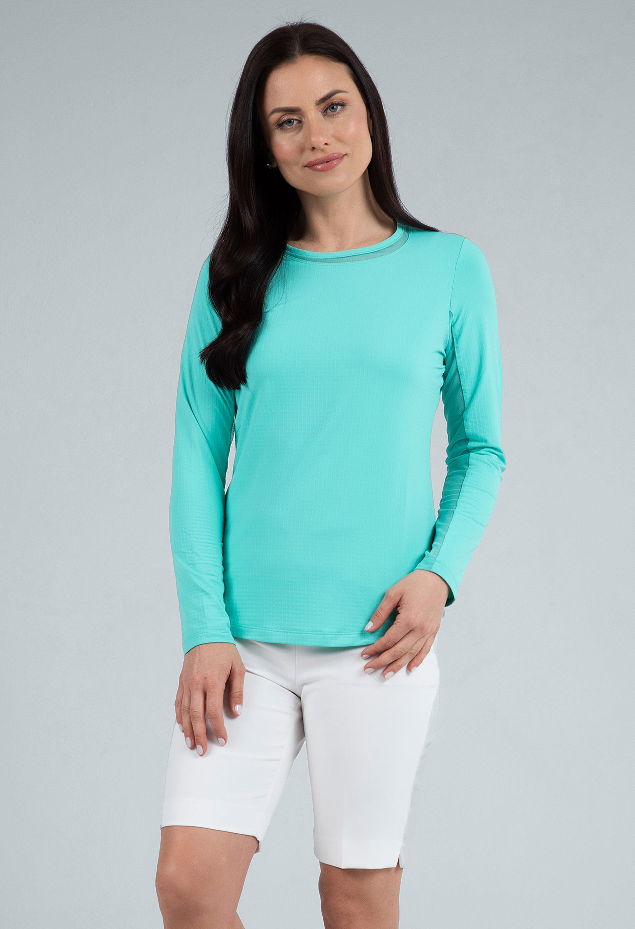 Long Sleeve Crew Neck with Mesh