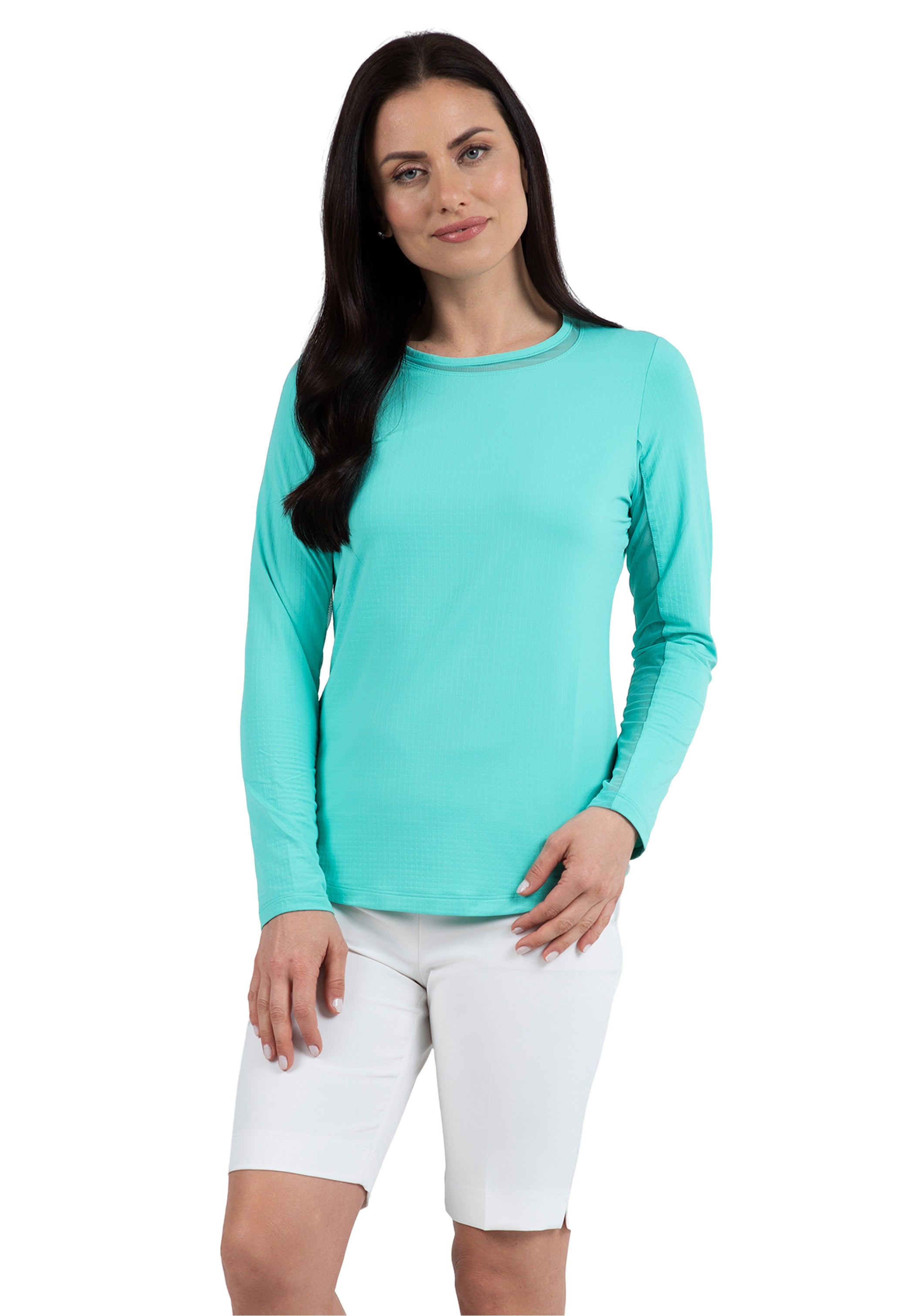 Long Sleeve Crew Neck with Mesh