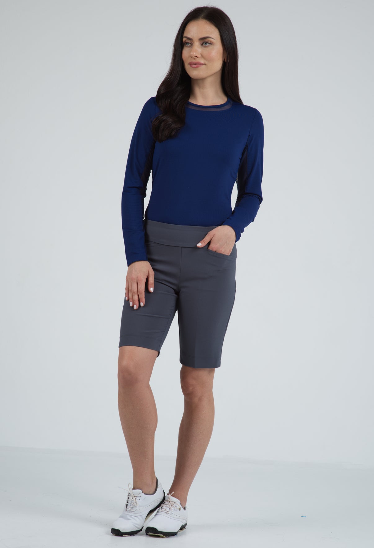 IBKÜL - Stain resistant Solid Women's Shorts - 73000 - Color: Charcoal