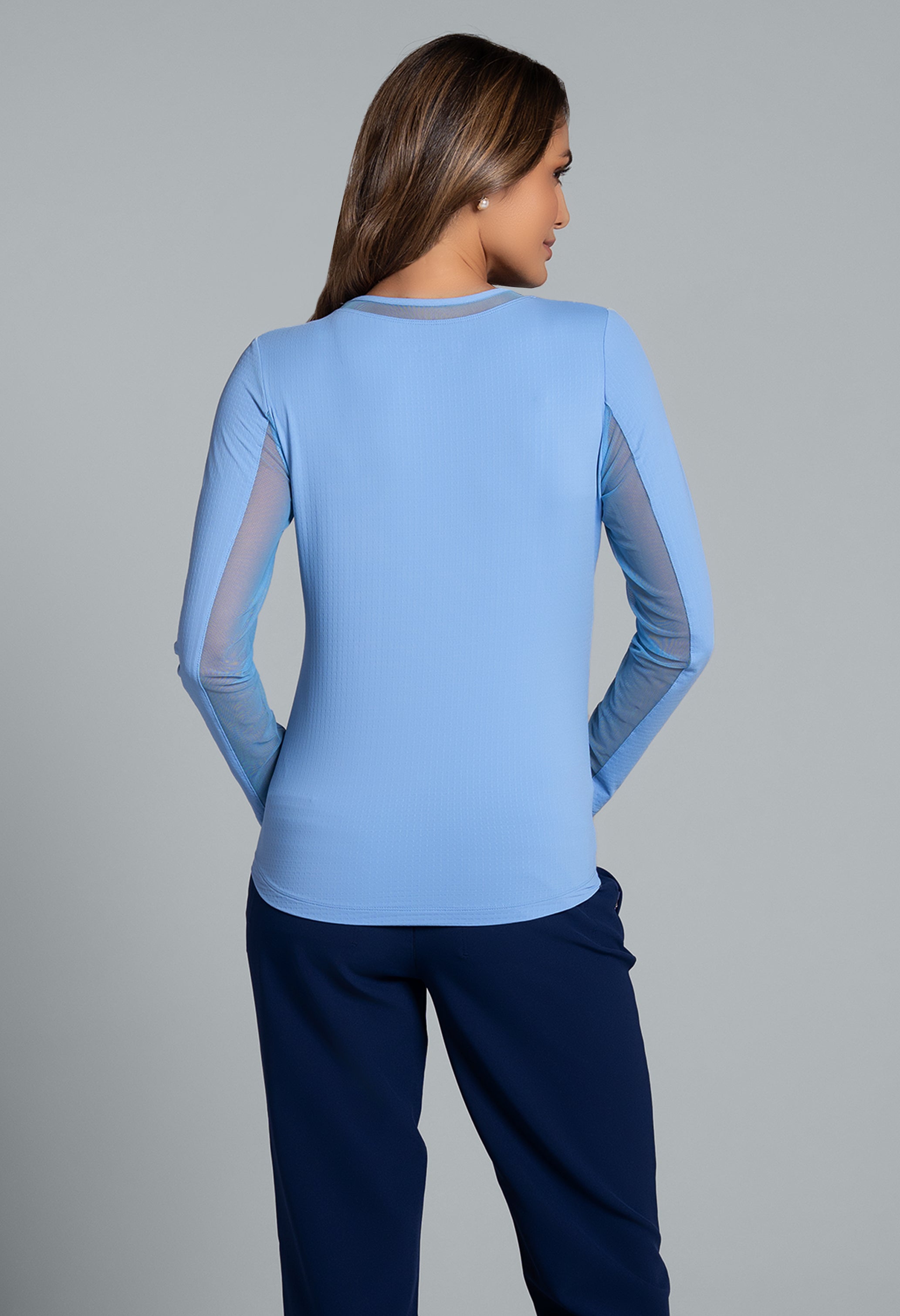 Long Sleeve Crew Neck with Mesh