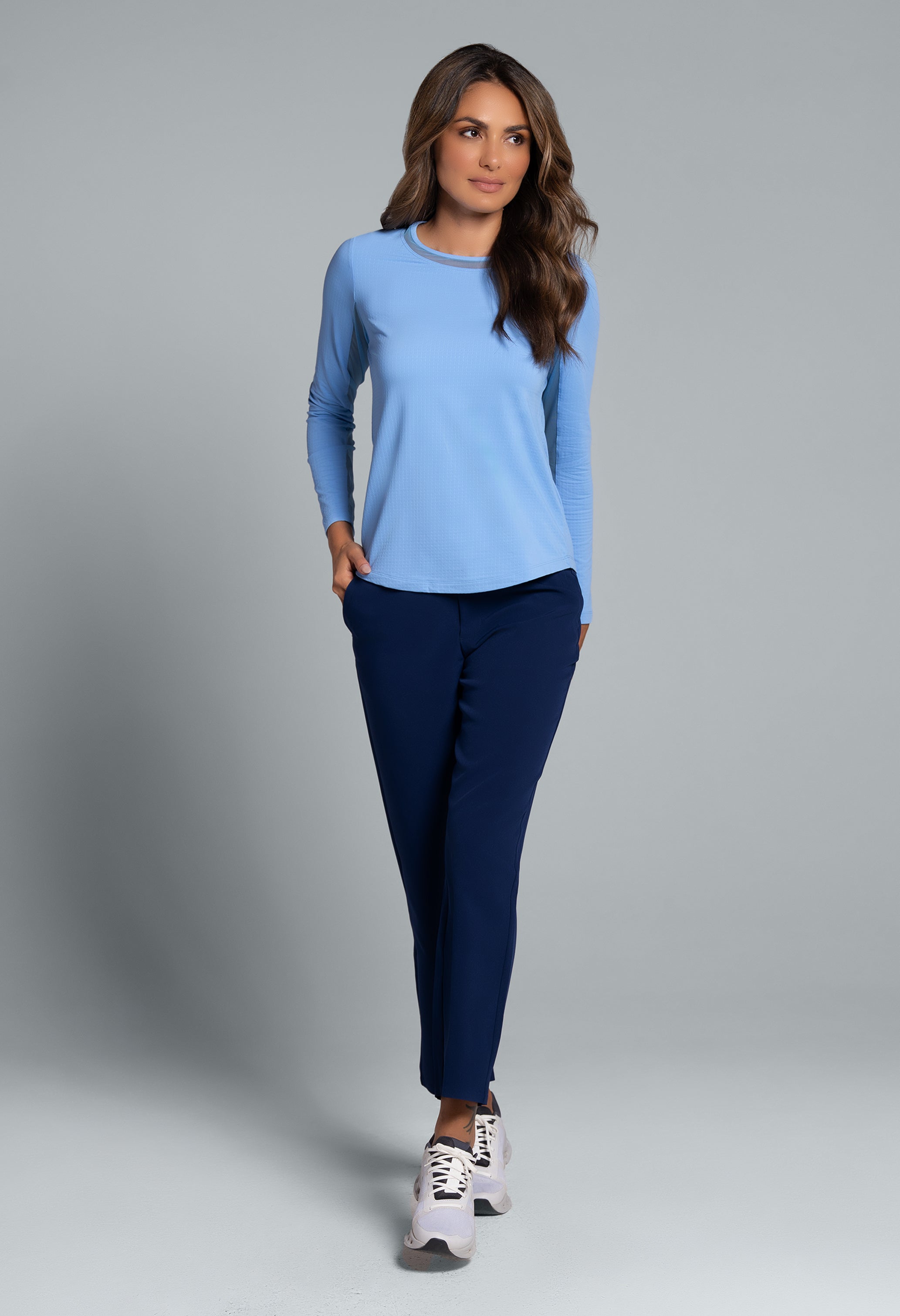 Long Sleeve Crew Neck with Mesh