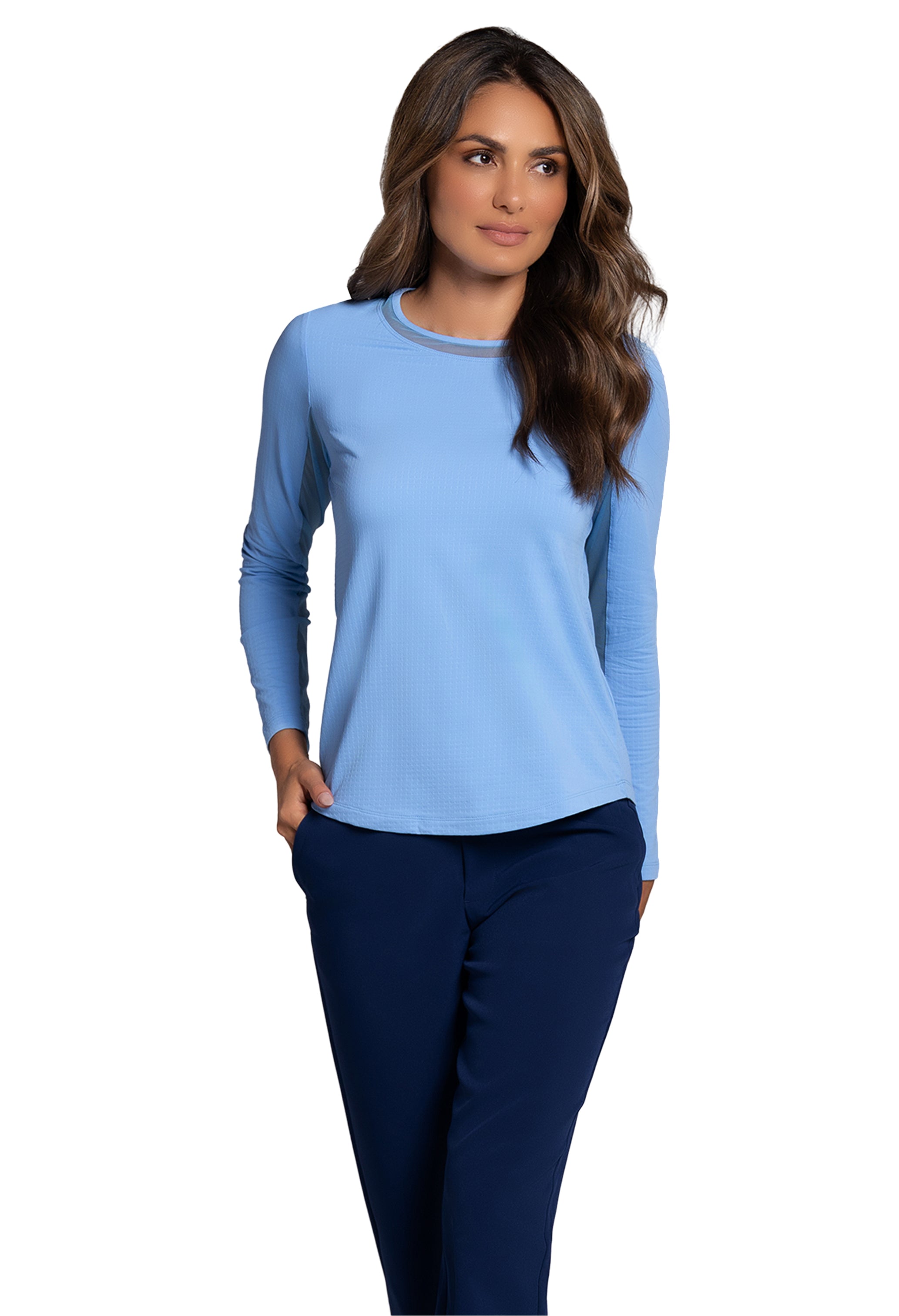 Long Sleeve Crew Neck with Mesh