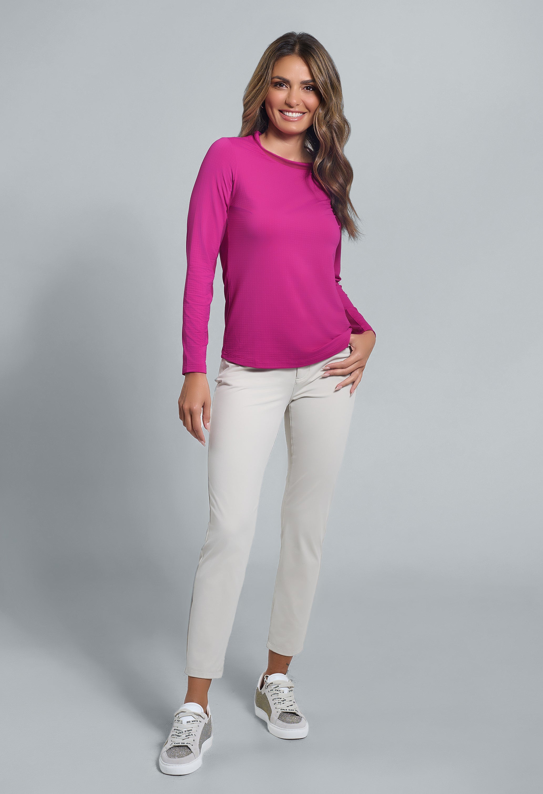 Long Sleeve Crew Neck with Mesh