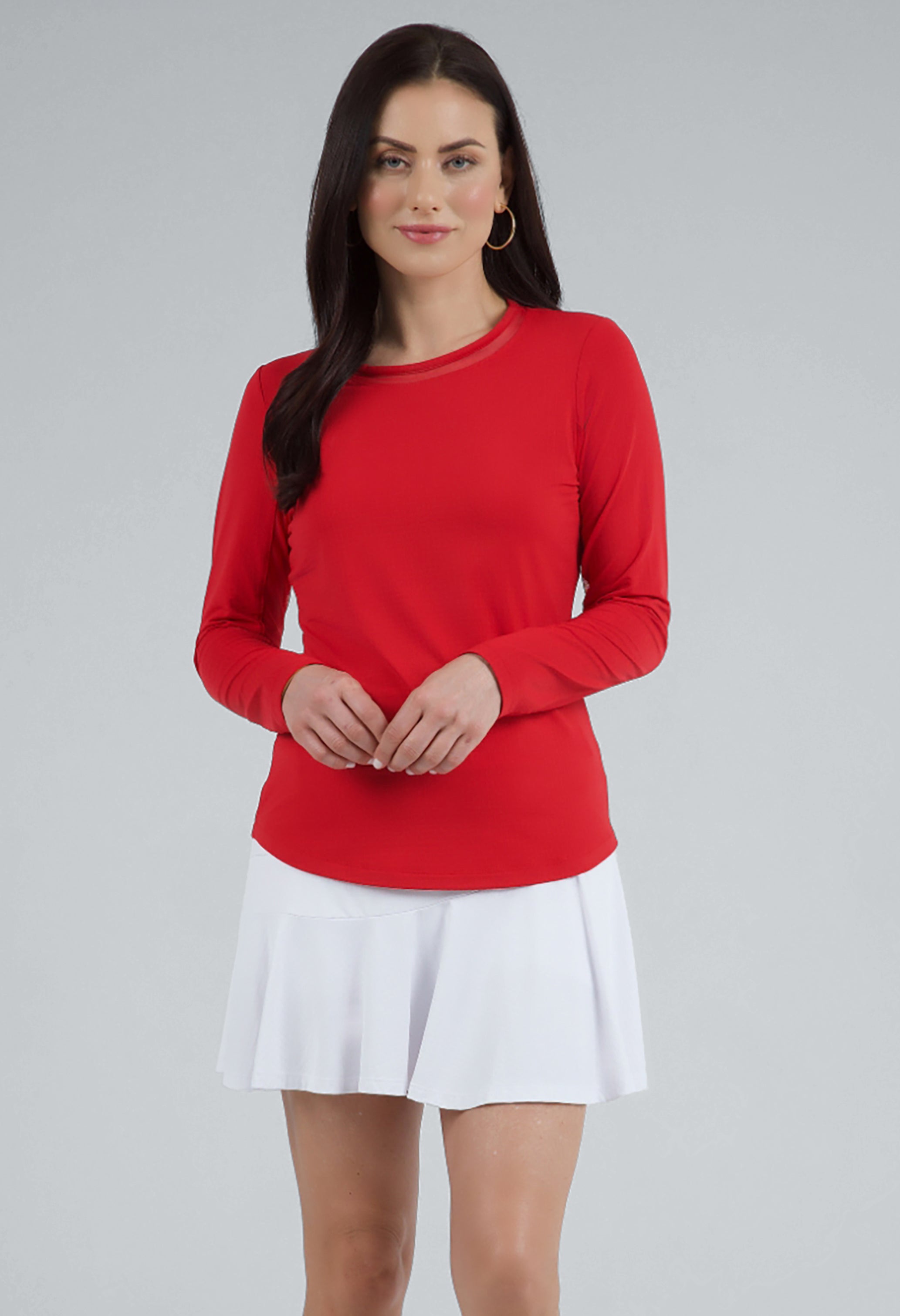 Long Sleeve Crew Neck with Mesh