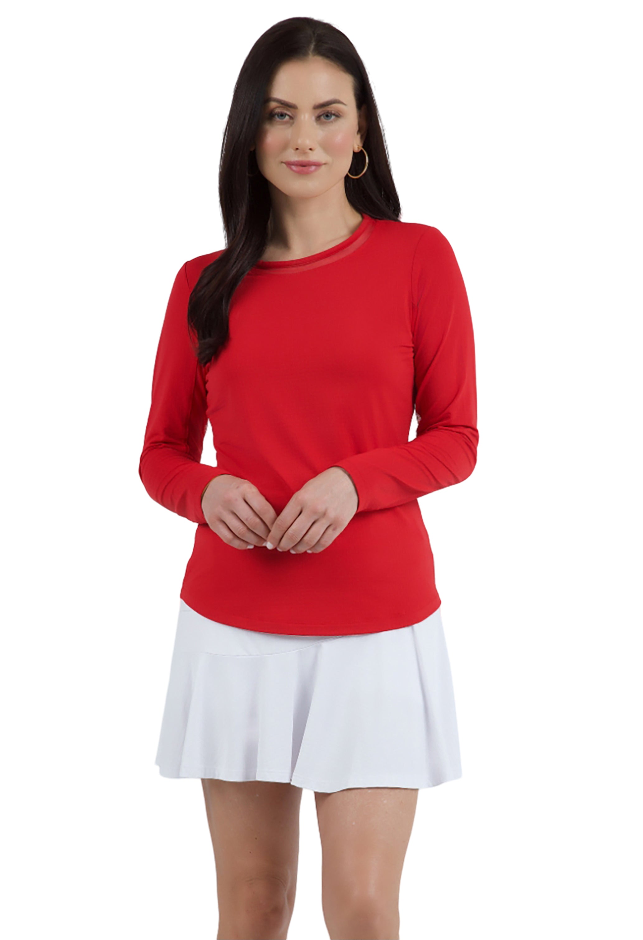 Long Sleeve Crew Neck with Mesh