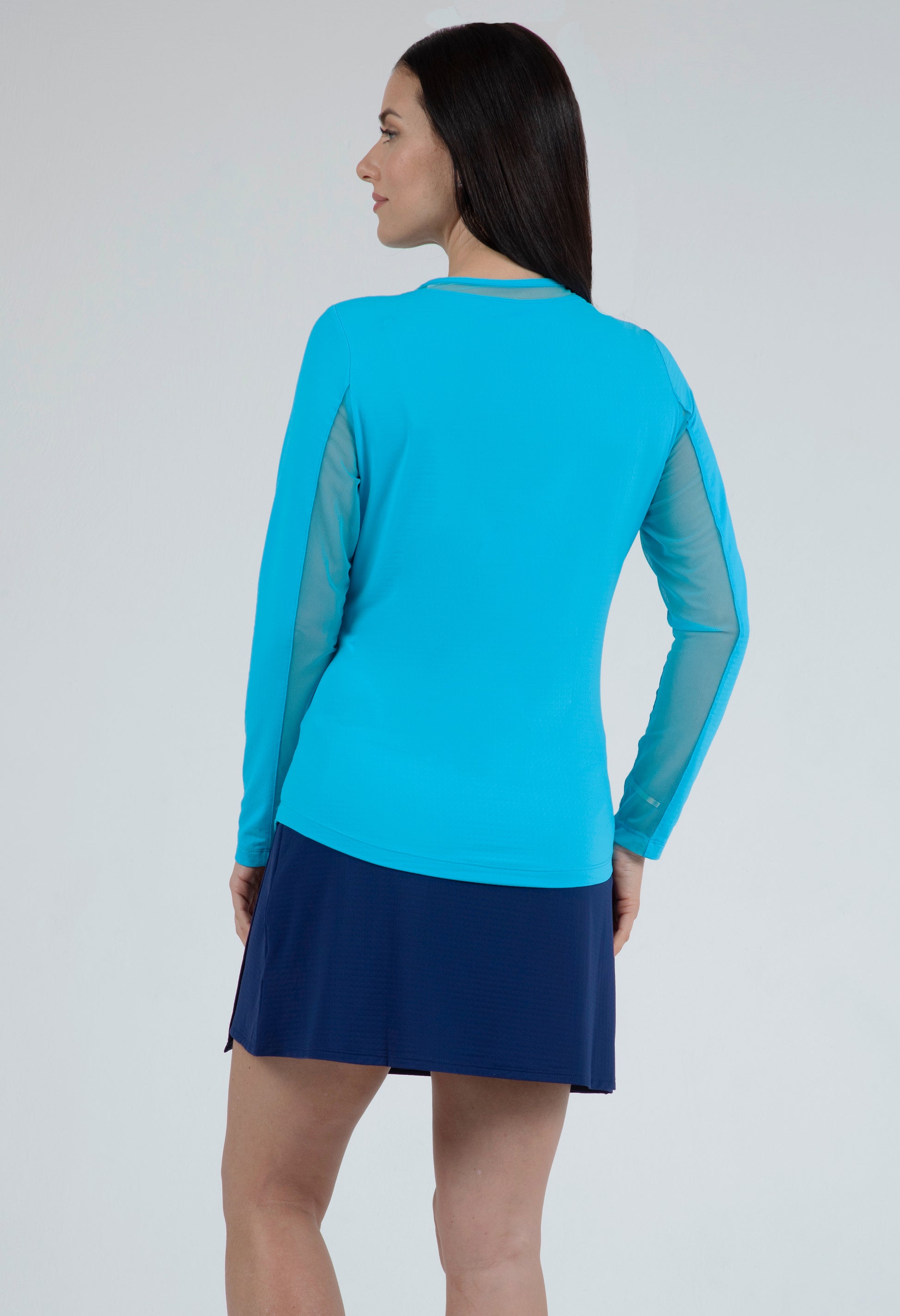 IBKÜL - Long Sleeve Crew Neck with Mesh - 83000 - Color: Turquoise