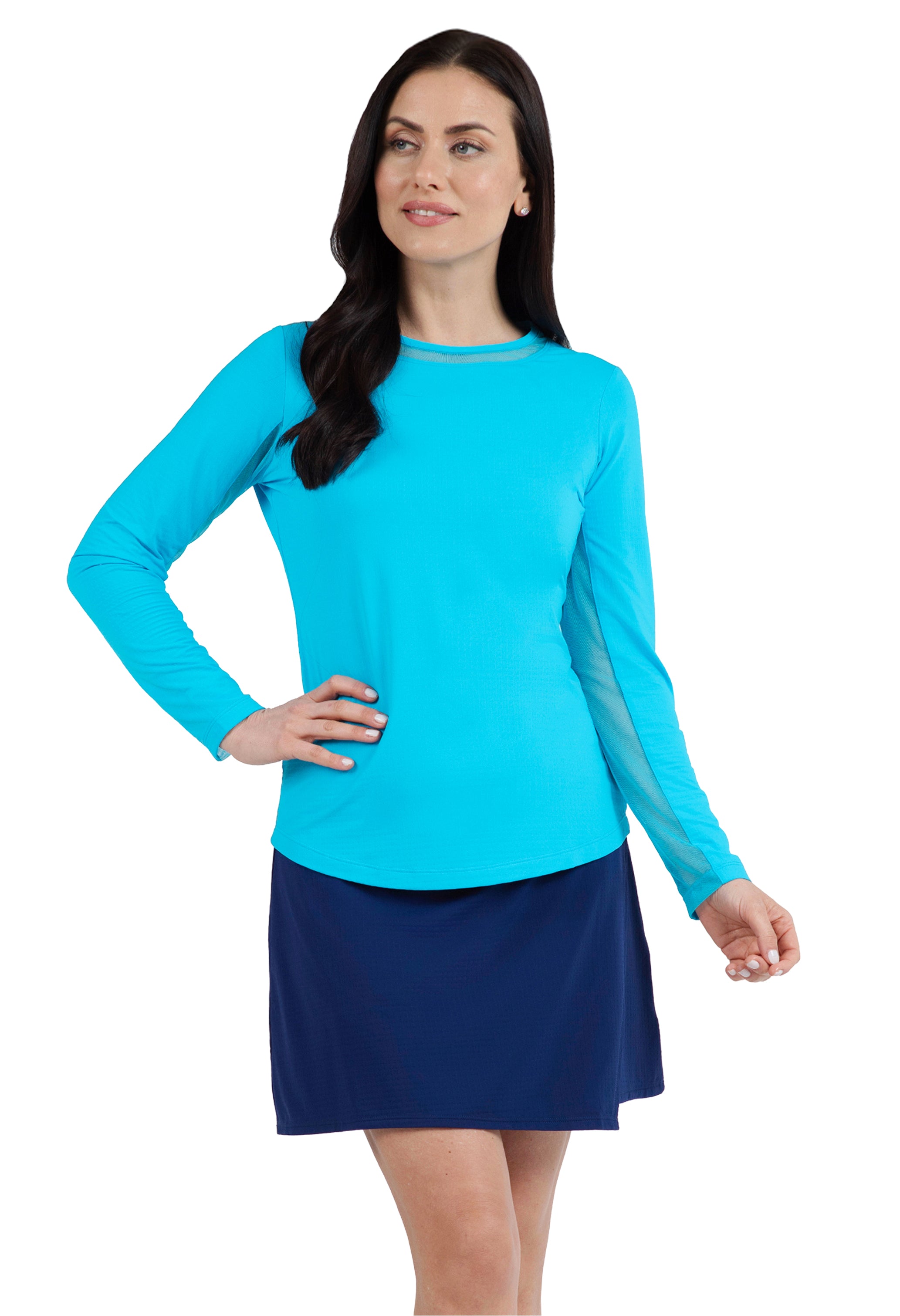 Long Sleeve Crew Neck with Mesh