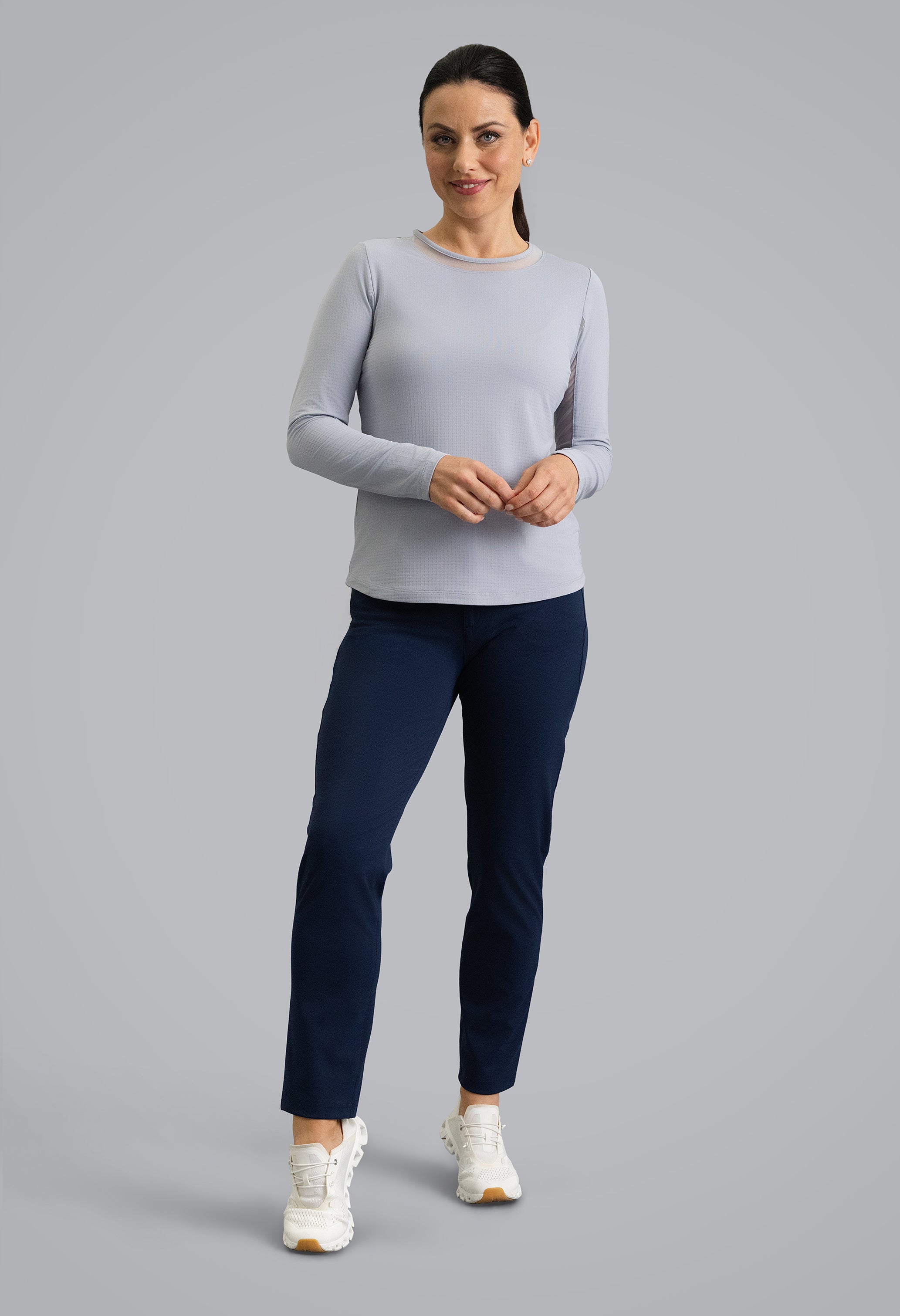 Long Sleeve Crew Neck with Mesh