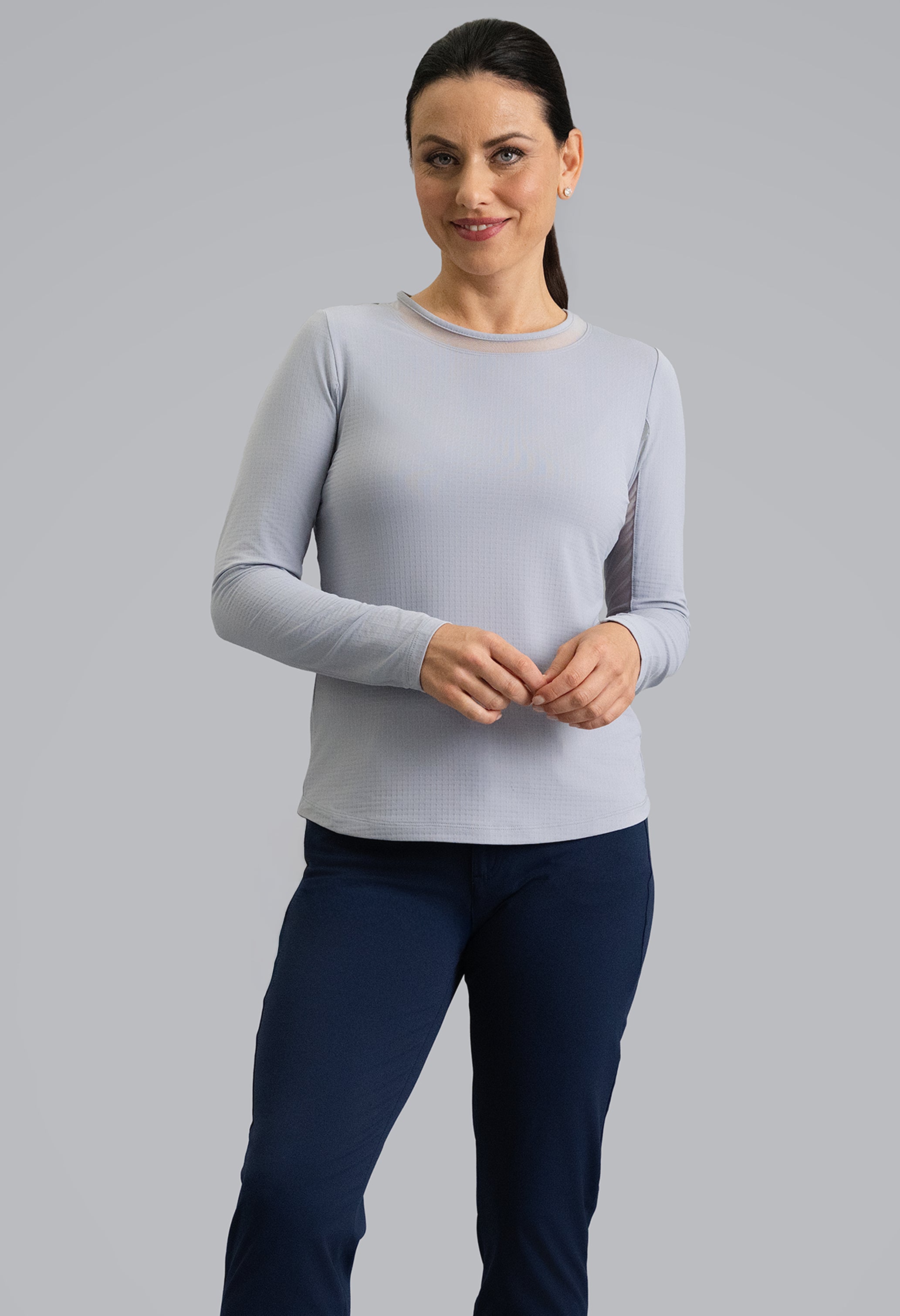 Long Sleeve Crew Neck with Mesh