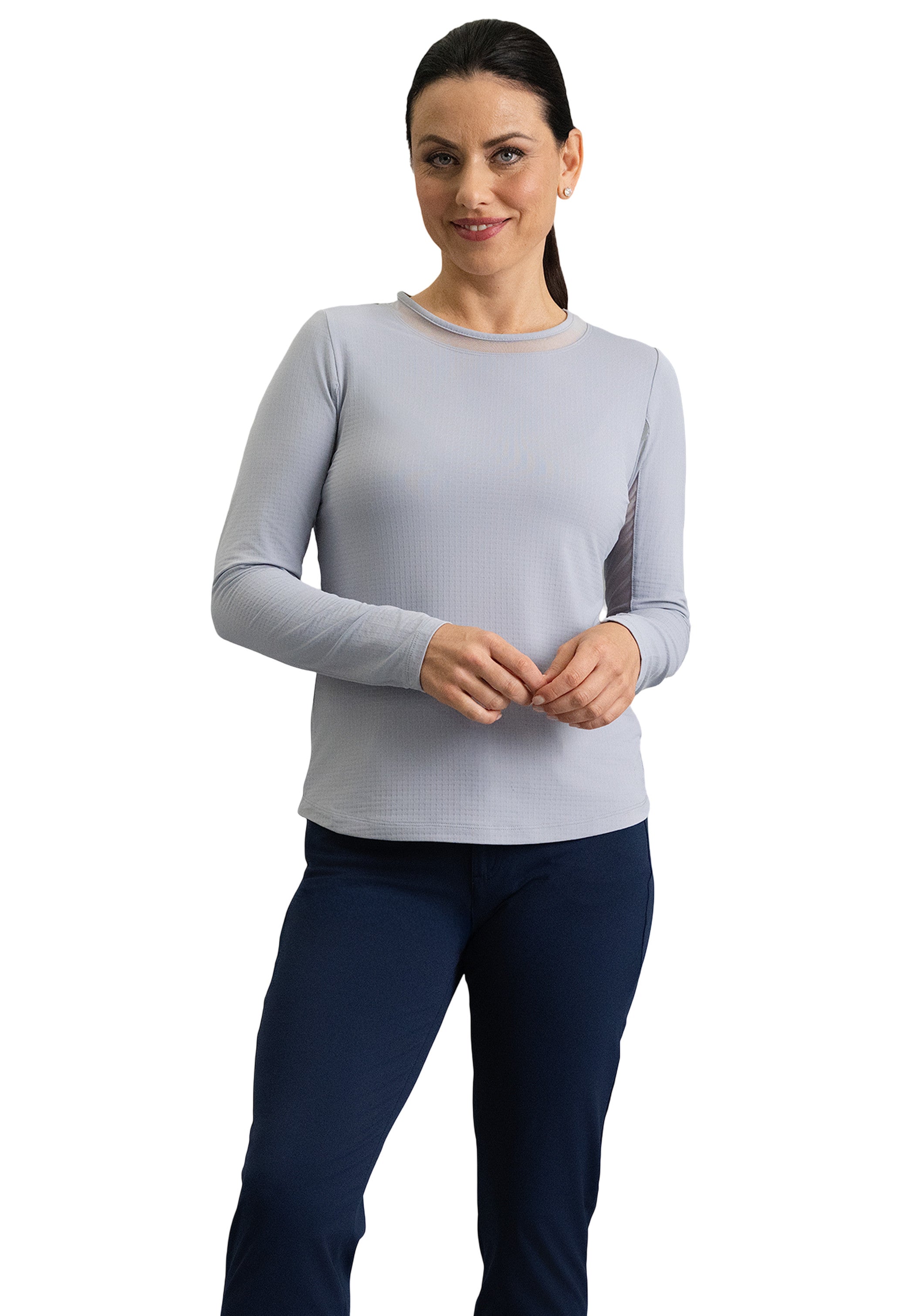 Long Sleeve Crew Neck with Mesh