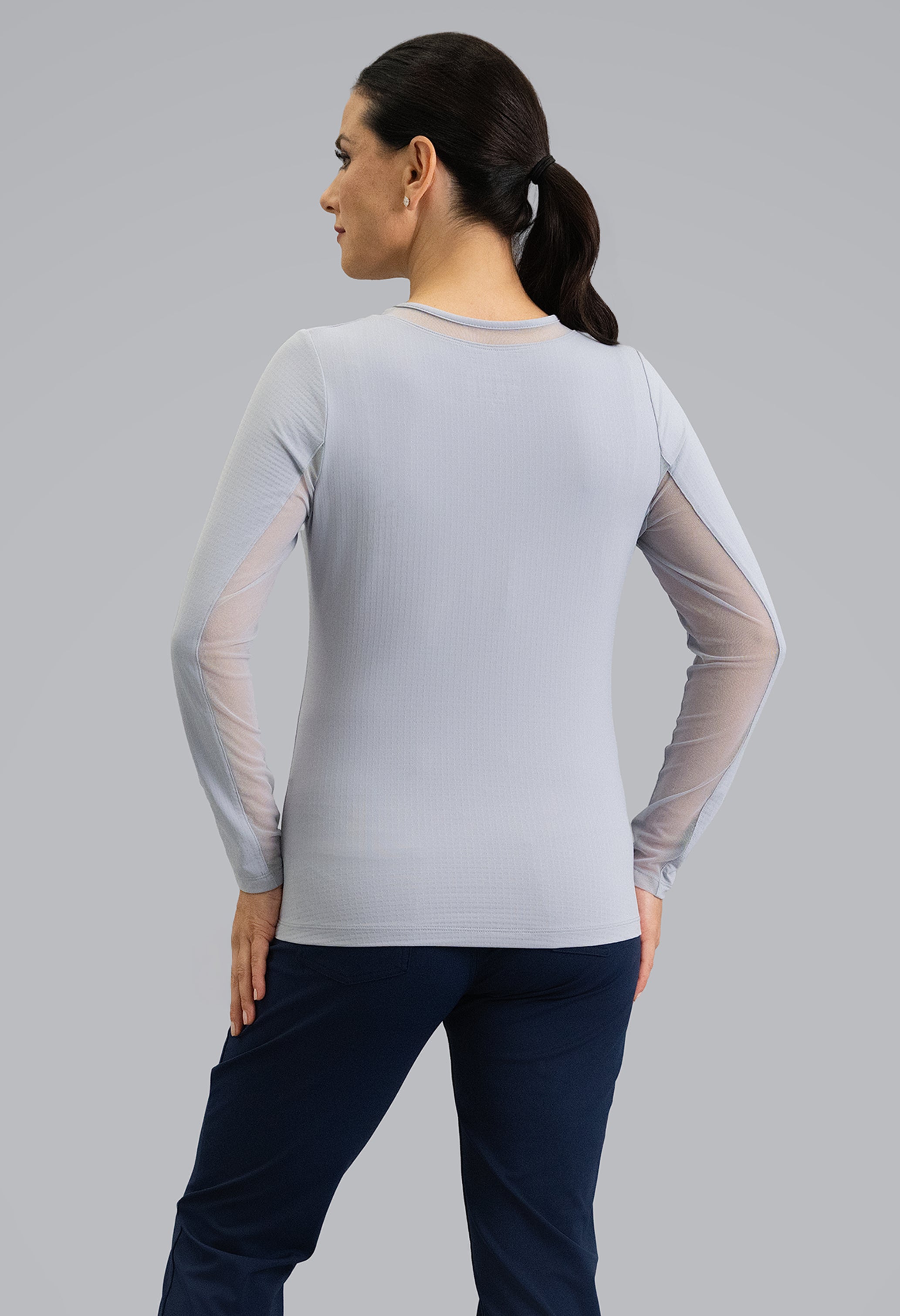 Long Sleeve Crew Neck with Mesh