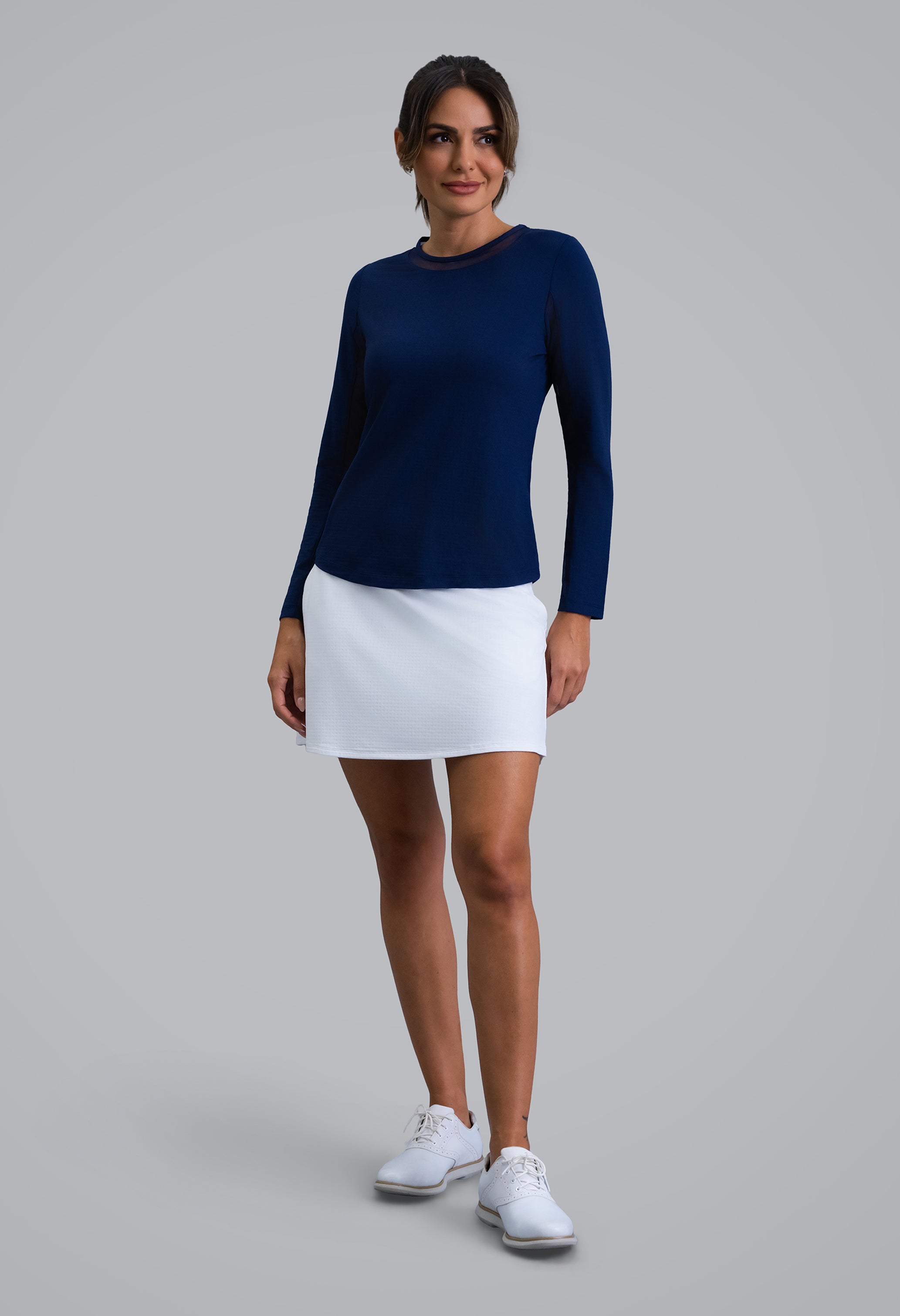 Long Sleeve Crew Neck with Mesh