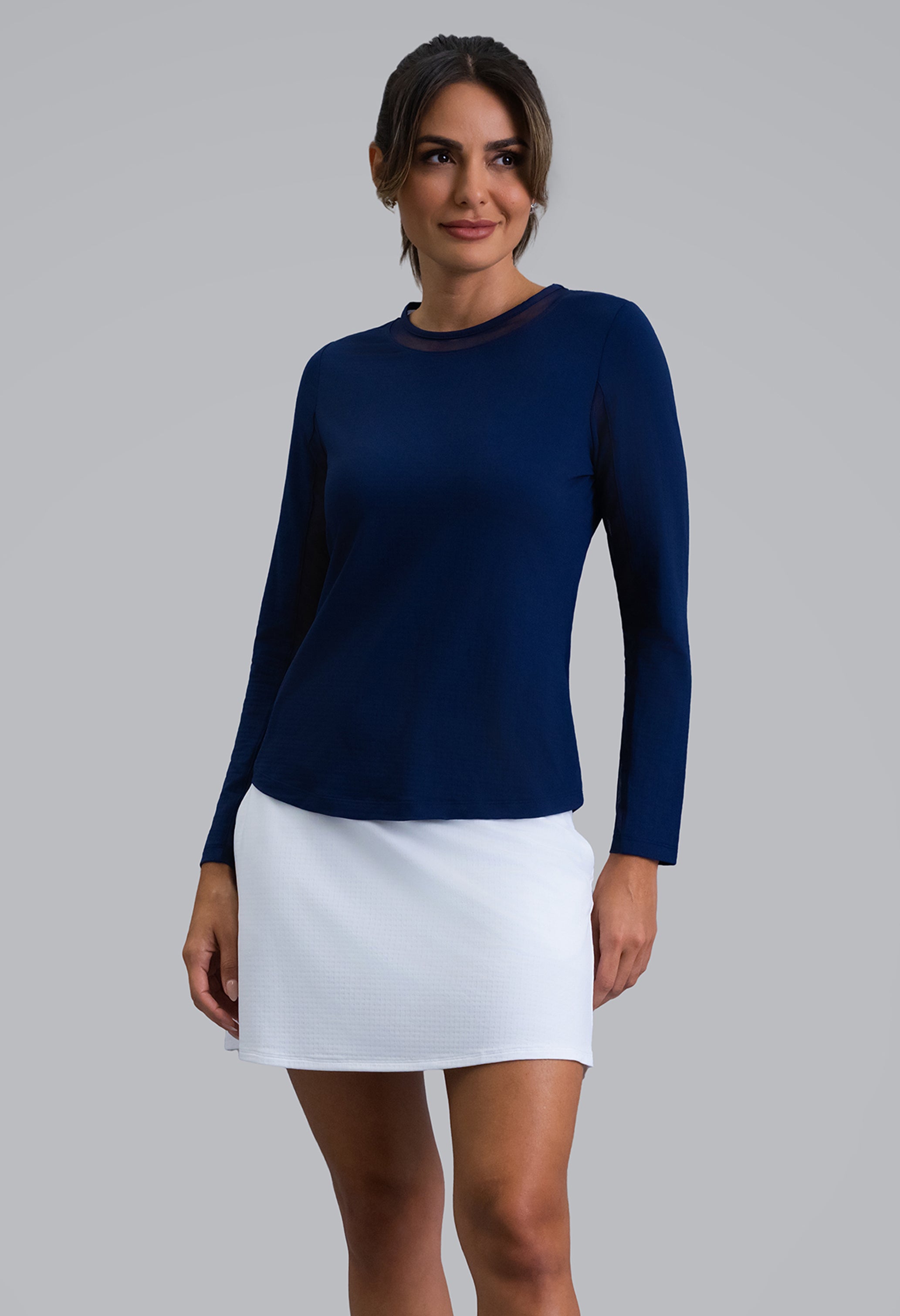 Long Sleeve Crew Neck with Mesh