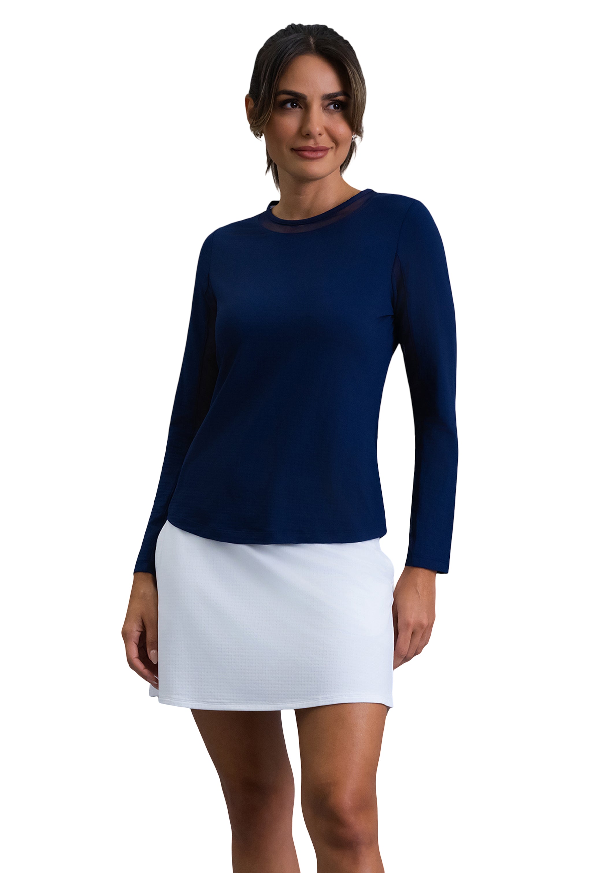 Long Sleeve Crew Neck with Mesh