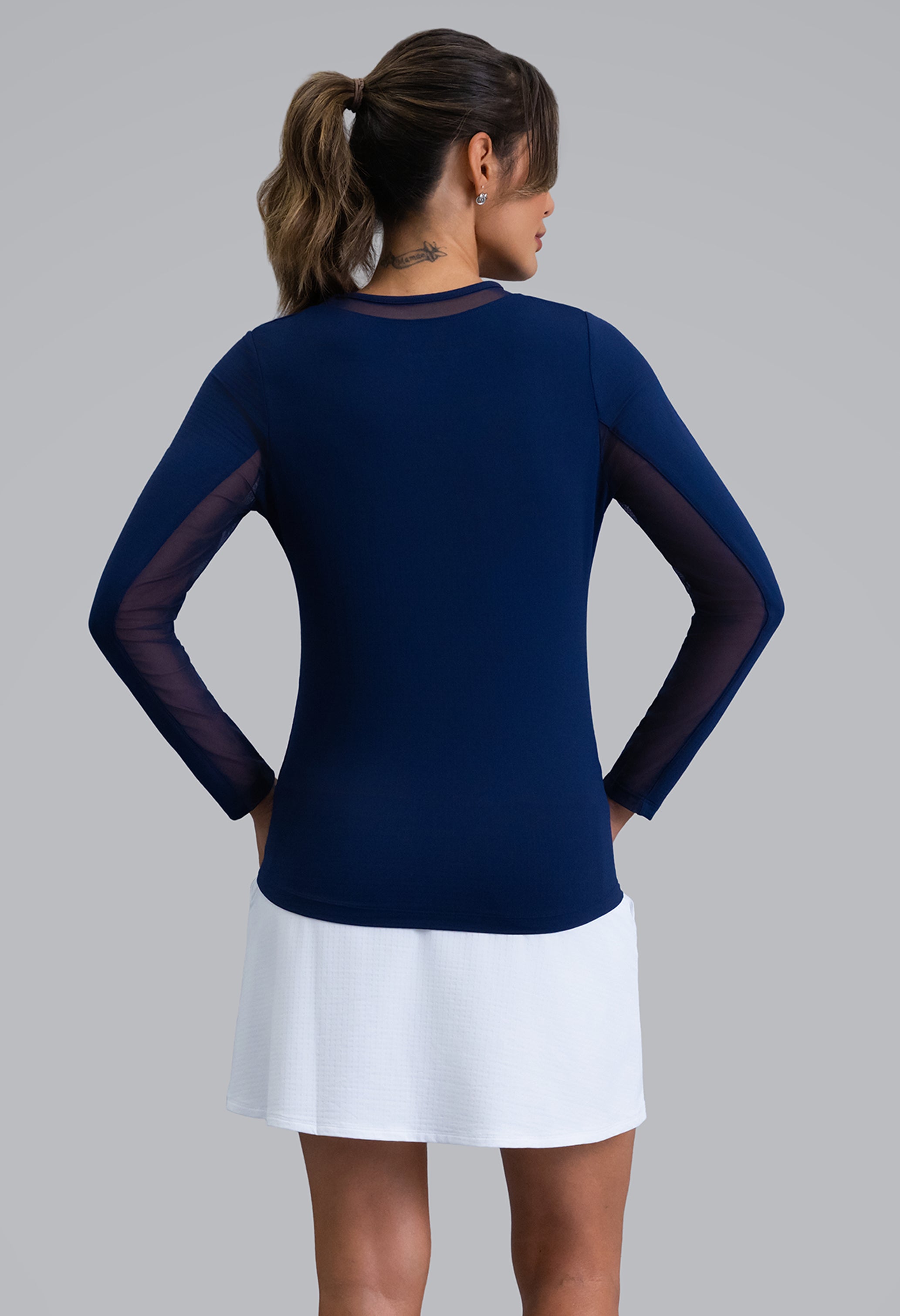Long Sleeve Crew Neck with Mesh