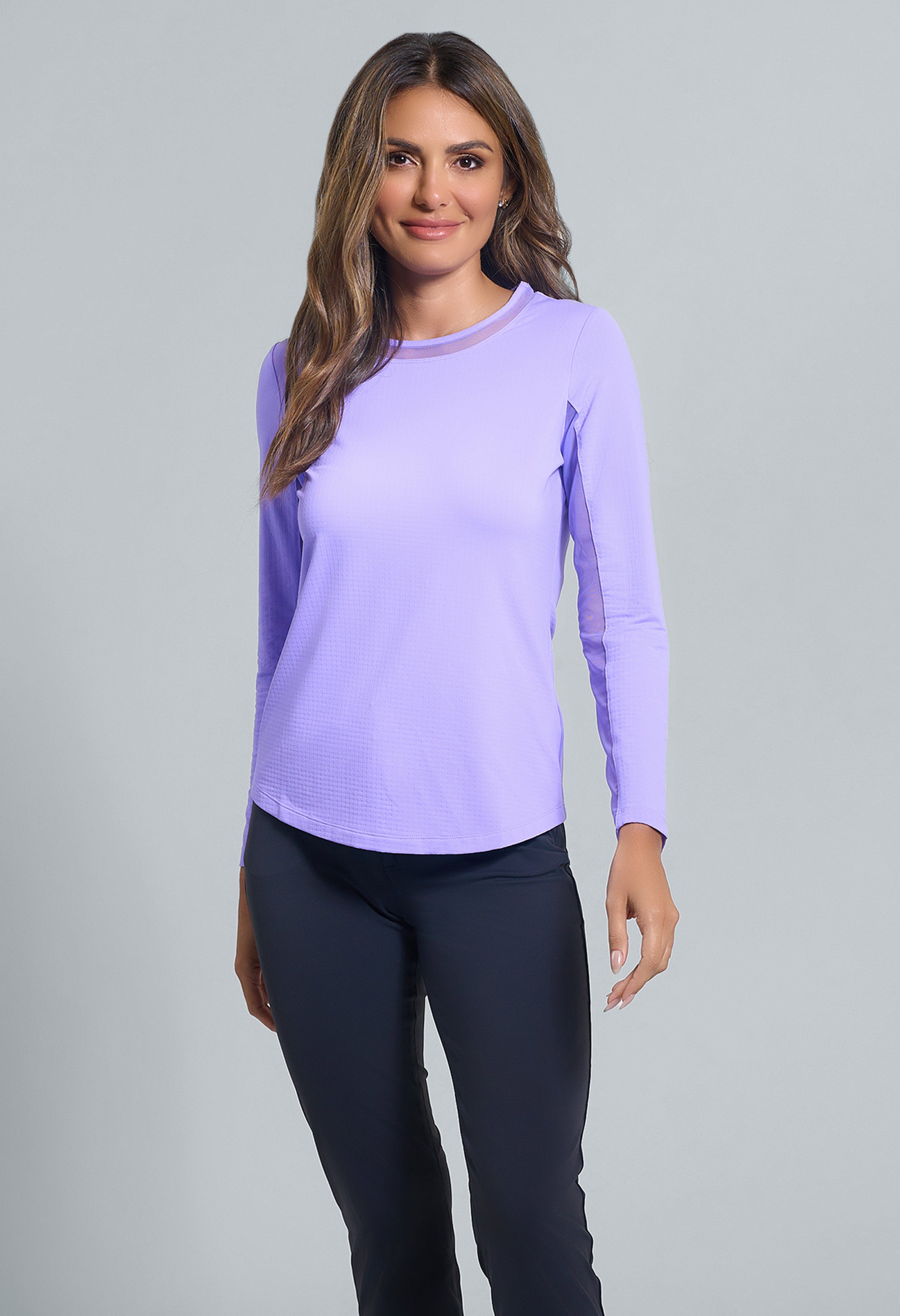 Long Sleeve Crew Neck with Mesh